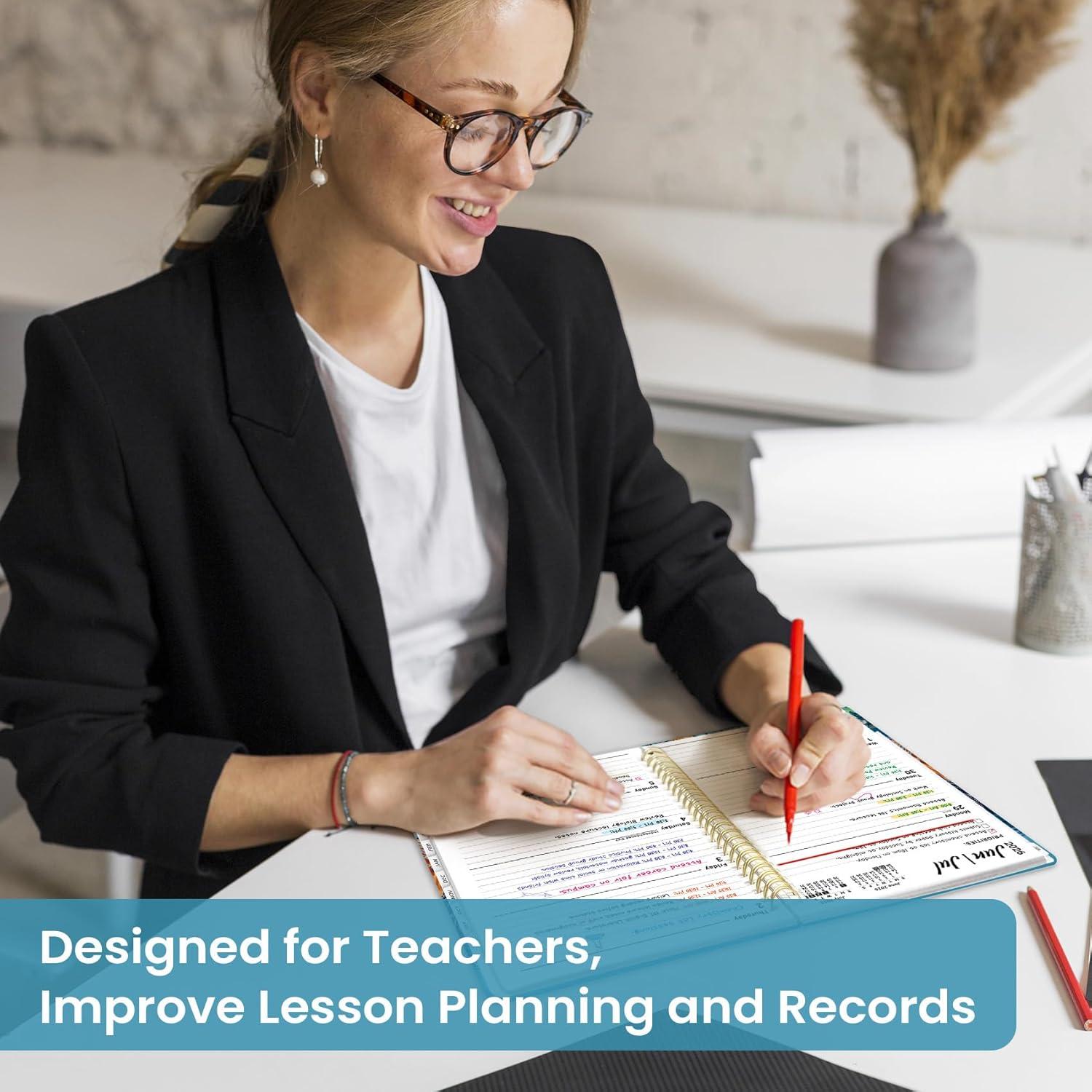 image:imagePlanner 20262027 Academic Year Monthly and Weekly Calendar Planner Jul 2026 Jun 2027 Hardcover Teacher Student Planning Agenda book with Tabs Perfect for School Office Supplies 63 x 85 Wild RoseYDeep Bearings