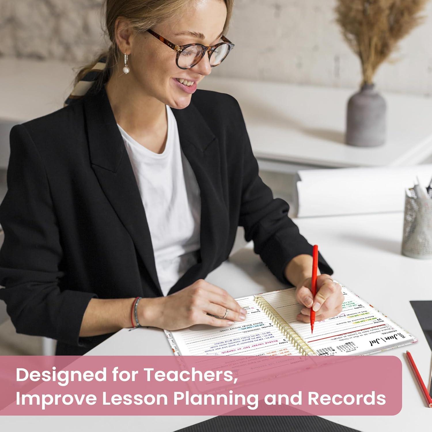 image:imagePlanner 20262027 Academic Year Monthly and Weekly Calendar Planner Jul 2026 Jun 2027 Hardcover Teacher Student Planning Agenda book with Tabs Perfect for School Office Supplies 63 x 85 Wild RoseAWildflowers