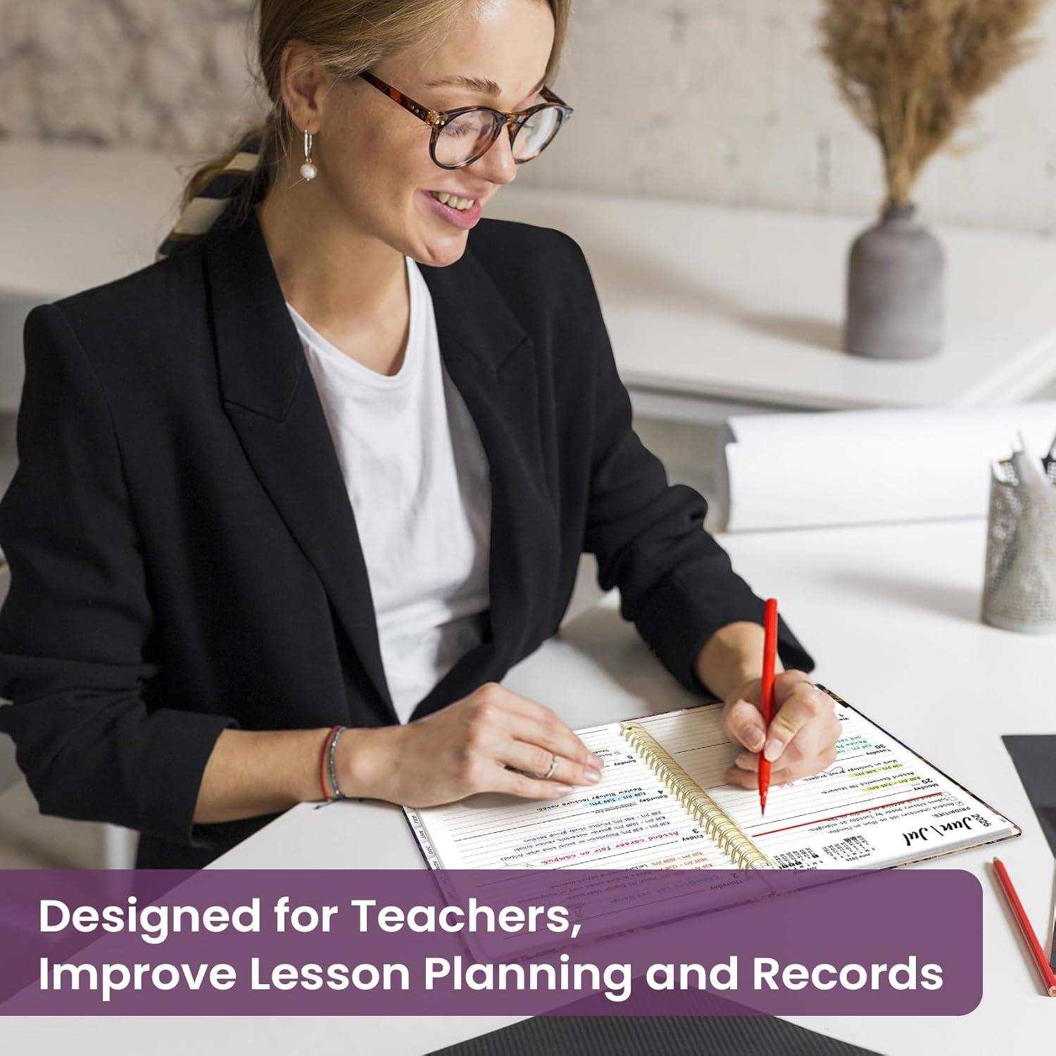 image:imagePlanner 20262027 Academic Year Monthly and Weekly Calendar Planner Jul 2026 Jun 2027 Hardcover Teacher Student Planning Agenda book with Tabs Perfect for School Office Supplies 63 x 85 Wild RoseEMidnight Bloom