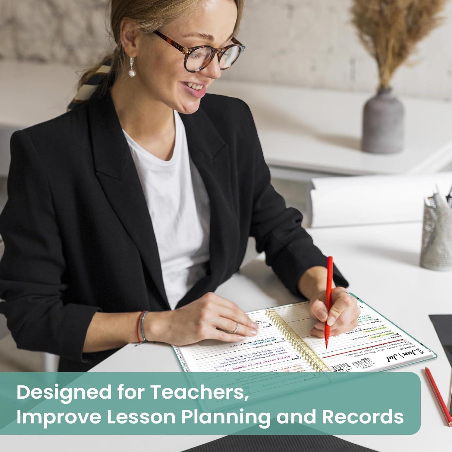image:imagePlanner 20262027 Academic Year Monthly and Weekly Calendar Planner Jul 2026 Jun 2027 Hardcover Teacher Student Planning Agenda book with Tabs Perfect for School Office Supplies 63 x 85 Wild RoseGDepths Whale