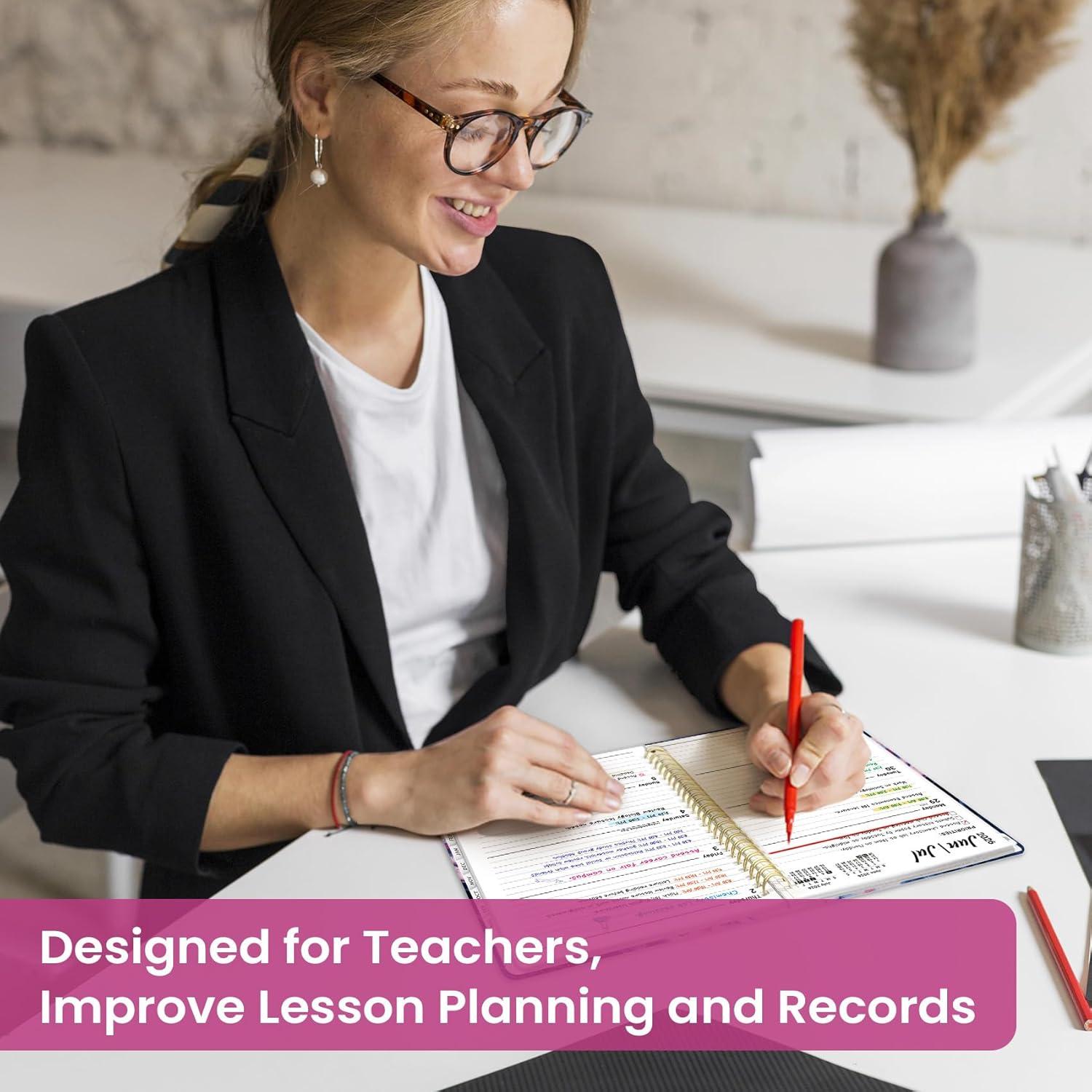 image:imagePlanner 20262027 Academic Year Monthly and Weekly Calendar Planner Jul 2026 Jun 2027 Hardcover Teacher Student Planning Agenda book with Tabs Perfect for School Office Supplies 63 x 85 Wild RoseXPink Vortex