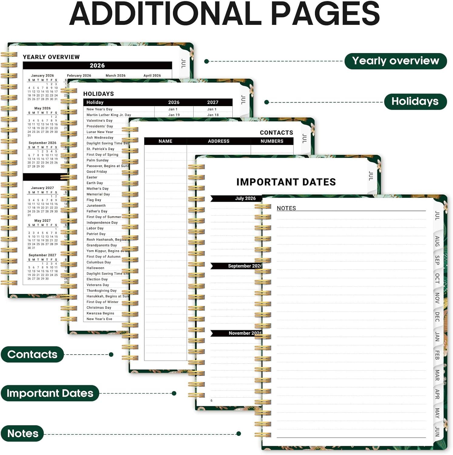 image:imagePlanner 20262027 Academic Year Monthly and Weekly Calendar Planner Jul 2026 Jun 2027 Hardcover Teacher Student Planning Agenda book with Tabs Perfect for School Office Supplies 63 x 85 Wild RoseDButterfly