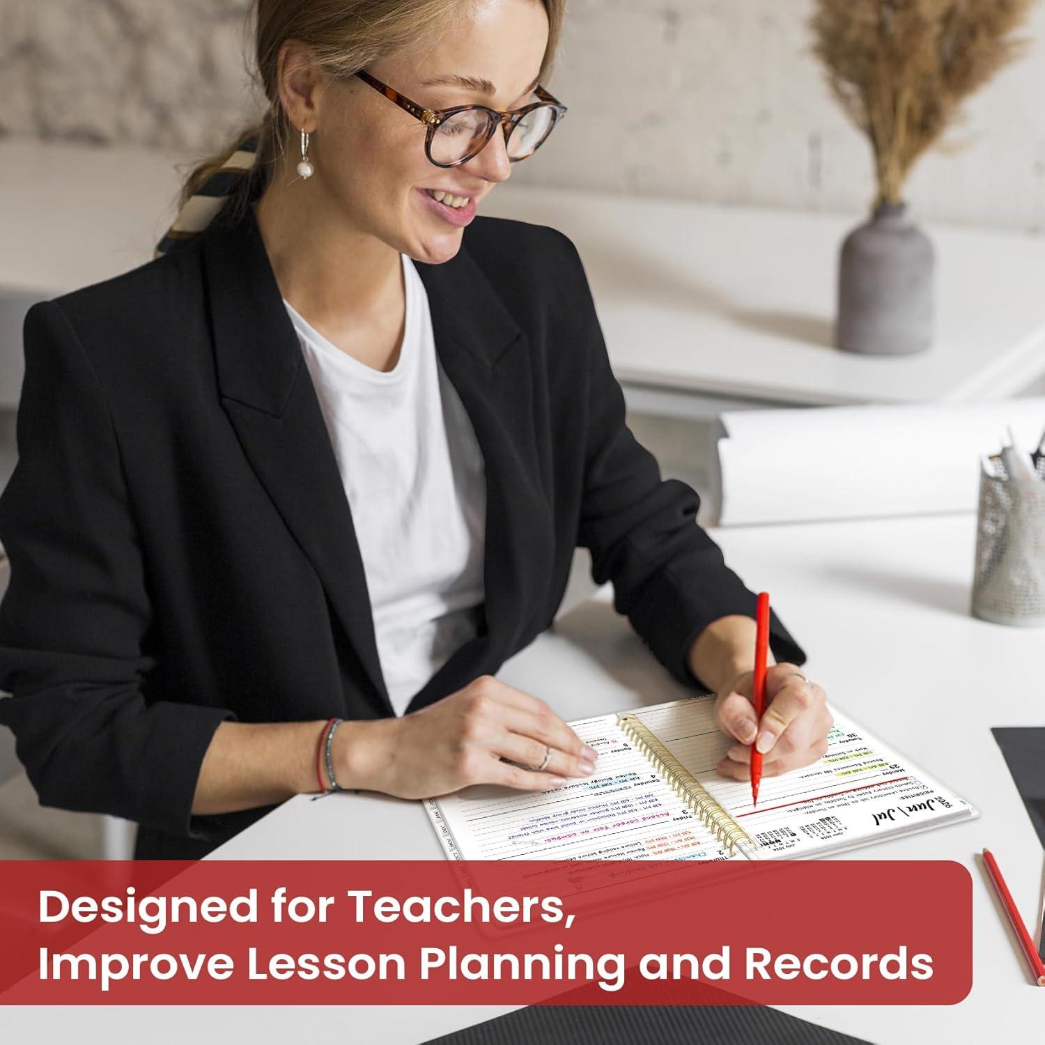 image:imagePlanner 20262027 Academic Year Monthly and Weekly Calendar Planner Jul 2026 Jun 2027 Hardcover Teacher Student Planning Agenda book with Tabs Perfect for School Office Supplies 63 x 85 Wild RoseTFloral Gallery