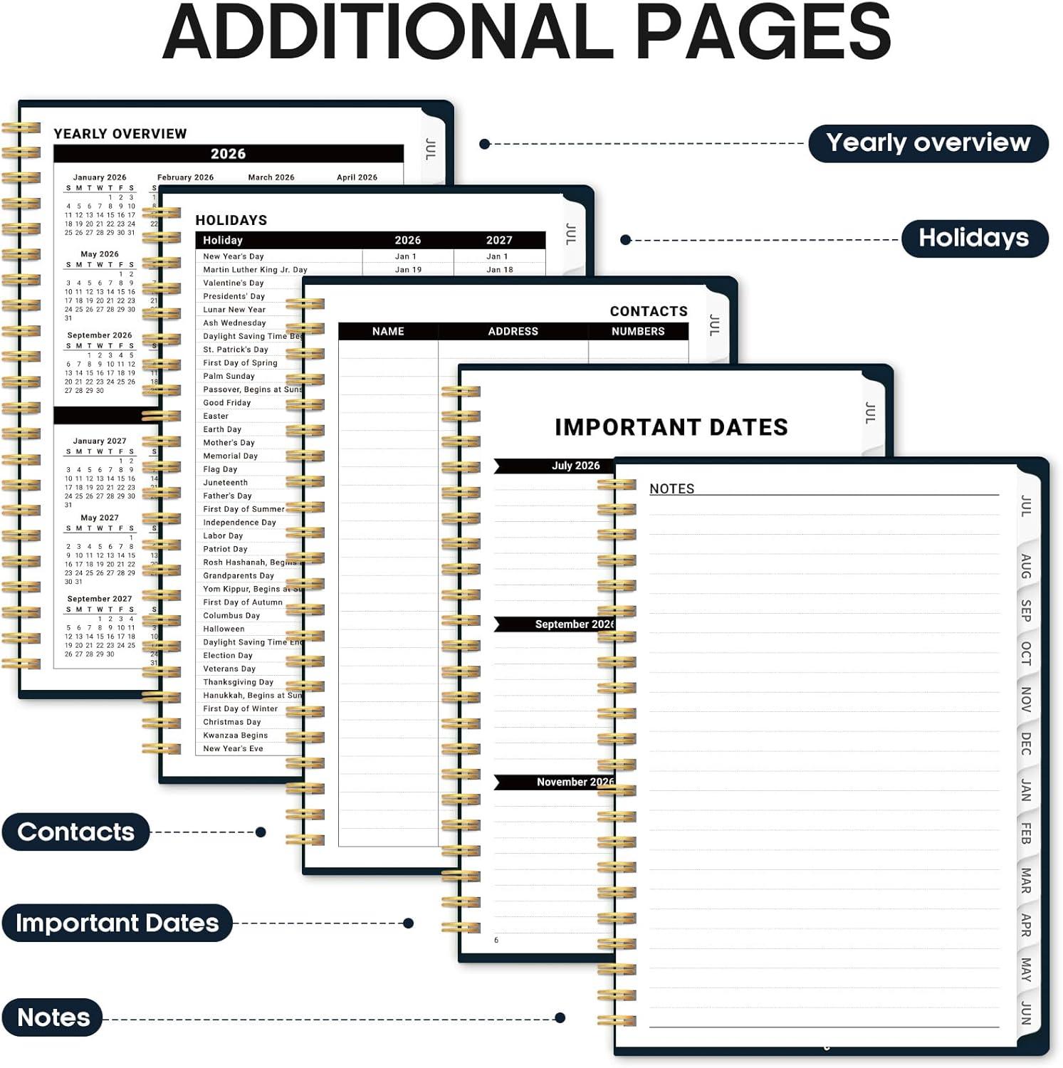 image:imagePlanner 20262027 Academic Year Monthly and Weekly Calendar Planner Jul 2026 Jun 2027 Hardcover Teacher Student Planning Agenda book with Tabs Perfect for School Office Supplies 63 x 85 Wild RoseZFloral Dream
