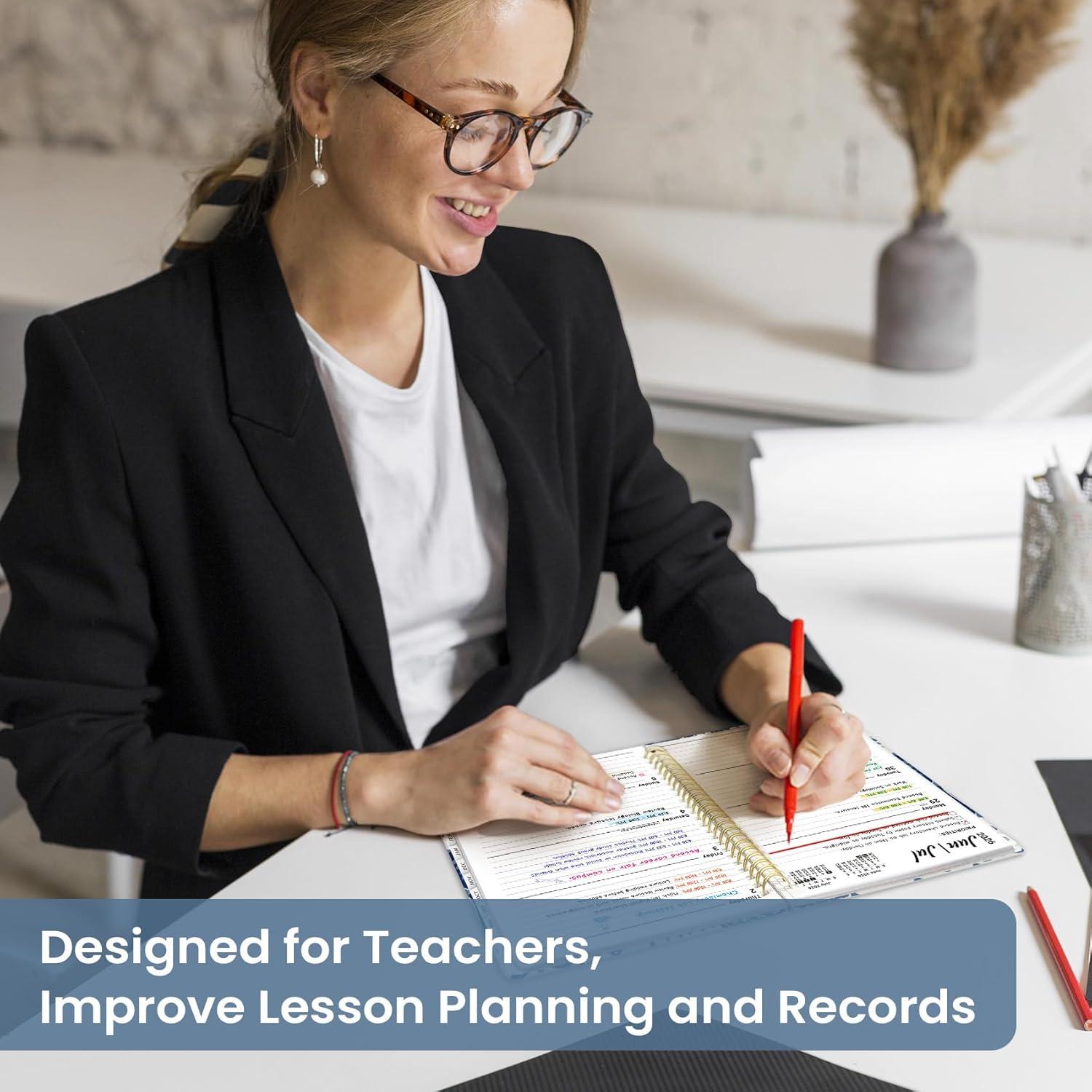 image:imagePlanner 20262027 Academic Year Monthly and Weekly Calendar Planner Jul 2026 Jun 2027 Hardcover Teacher Student Planning Agenda book with Tabs Perfect for School Office Supplies 63 x 85 Wild RoseQBlue Art