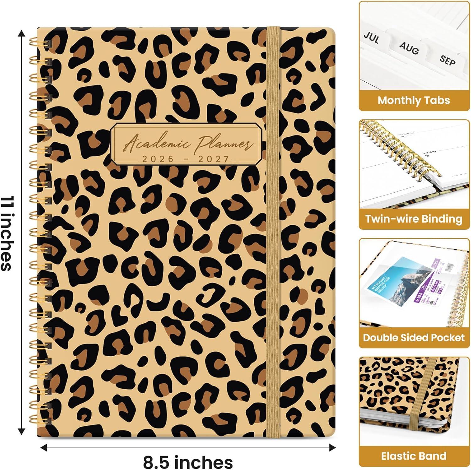 image:imagePlanner 20262027 Academic Year Monthly and Weekly Calendar Planner Jul 2026 Jun 2027 Hardcover Teacher Student Planning Agenda book with Tabs Perfect for School Office Supplies 63 x 85 Wild RoseBLeopard