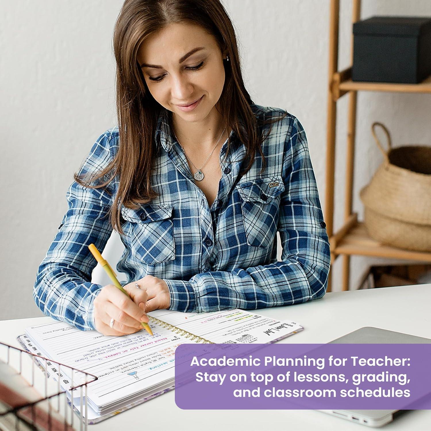 image:imagePlanner 20262027 Academic Year Monthly and Weekly Calendar Planner Jul 2026 Jun 2027 Hardcover Teacher Student Planning Agenda book with Tabs Perfect for School Office Supplies 63 x 85 Wild RoseBPurple Blocks
