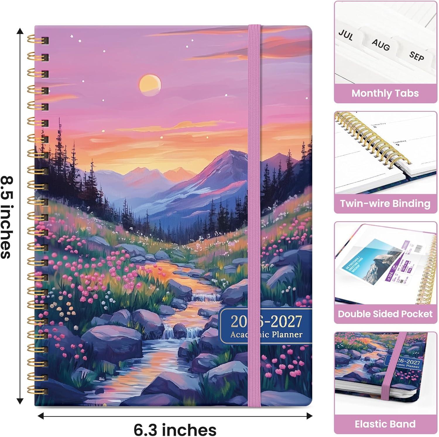 image:imagePlanner 20262027 Academic Year Weekly and Monthly Calender Planner from Jul 2026 Jun 2027 Spiral Bound School Planning Book Perfect for Teacher Student Women amp Men A5 63 x 85 HerbsJAlpine Twilight