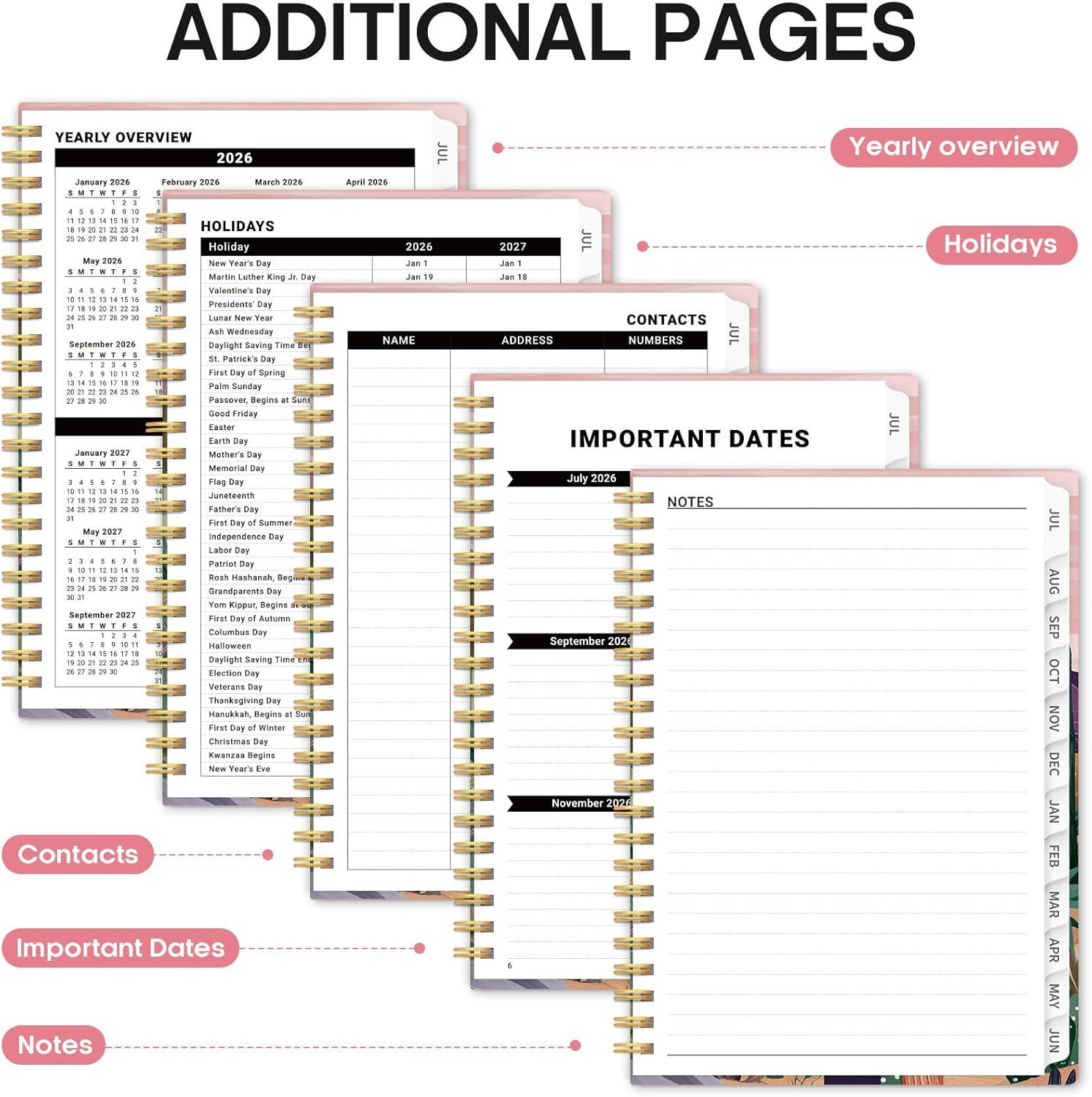 image:imagePlanner 20262027 Academic Year Weekly and Monthly Calender Planner from Jul 2026 Jun 2027 Spiral Bound School Planning Book Perfect for Teacher Student Women amp Men A5 63 x 85 HerbsZSunset Arroyo