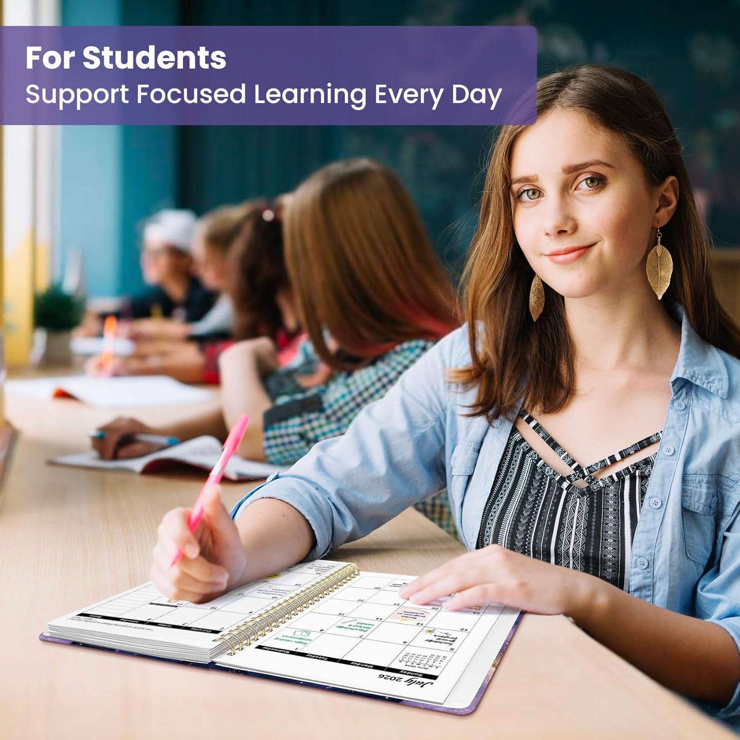 image:imagePlanner 20262027 Academic Year Weekly and Monthly Calender Planner from Jul 2026 Jun 2027 Spiral Bound School Planning Book Perfect for Teacher Student Women amp Men A5 63 x 85 HerbsLCosmic Amethyst