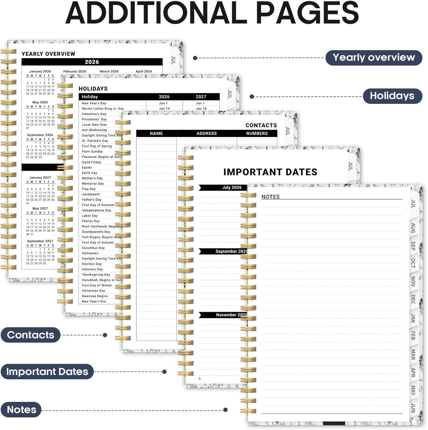 image:imagePlanner 20262027 Academic Year Weekly and Monthly Calender Planner from Jul 2026 Jun 2027 Spiral Bound School Planning Book Perfect for Teacher Student Women amp Men A5 63 x 85 HerbsQButterfly Grove