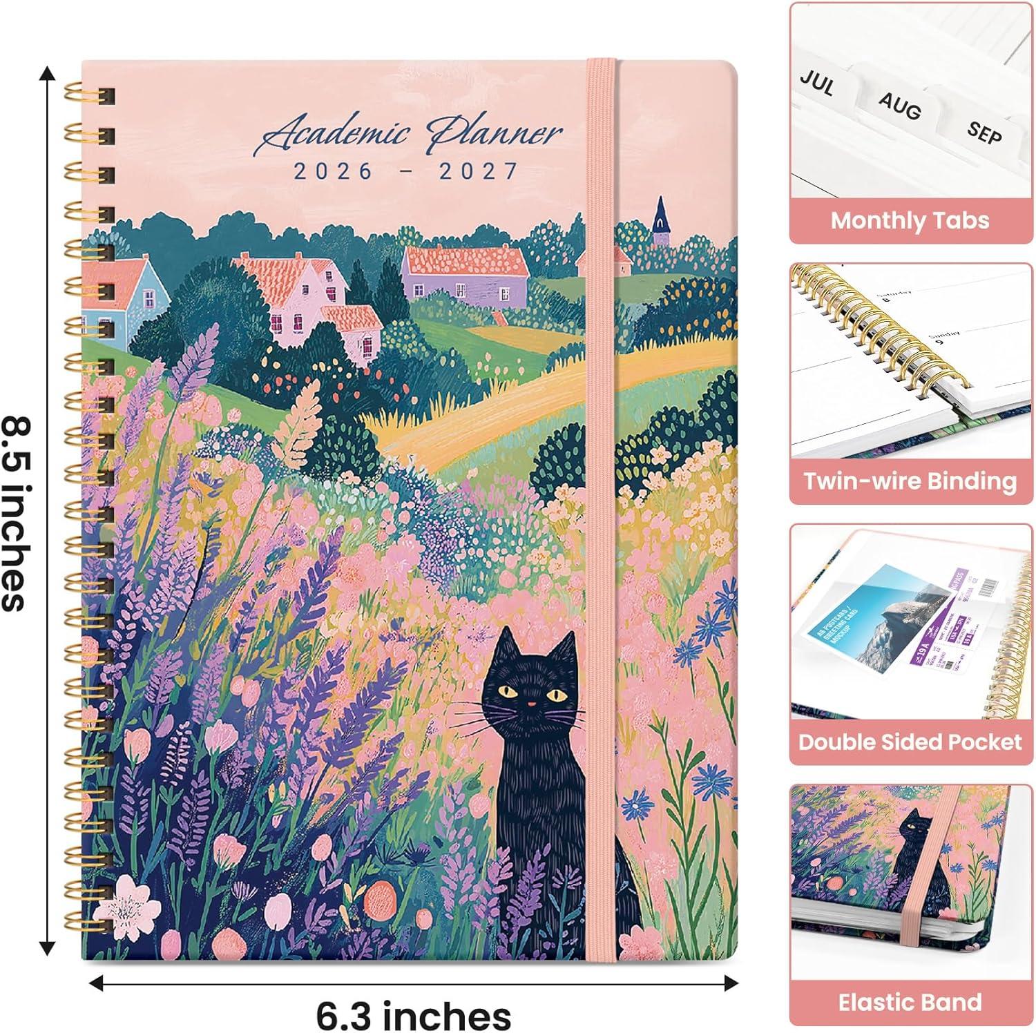 image:imagePlanner 20262027 Academic Year Weekly and Monthly Calender Planner from Jul 2026 Jun 2027 Spiral Bound School Planning Book Perfect for Teacher Student Women amp Men A5 63 x 85 HerbsZMeadow Wanderer