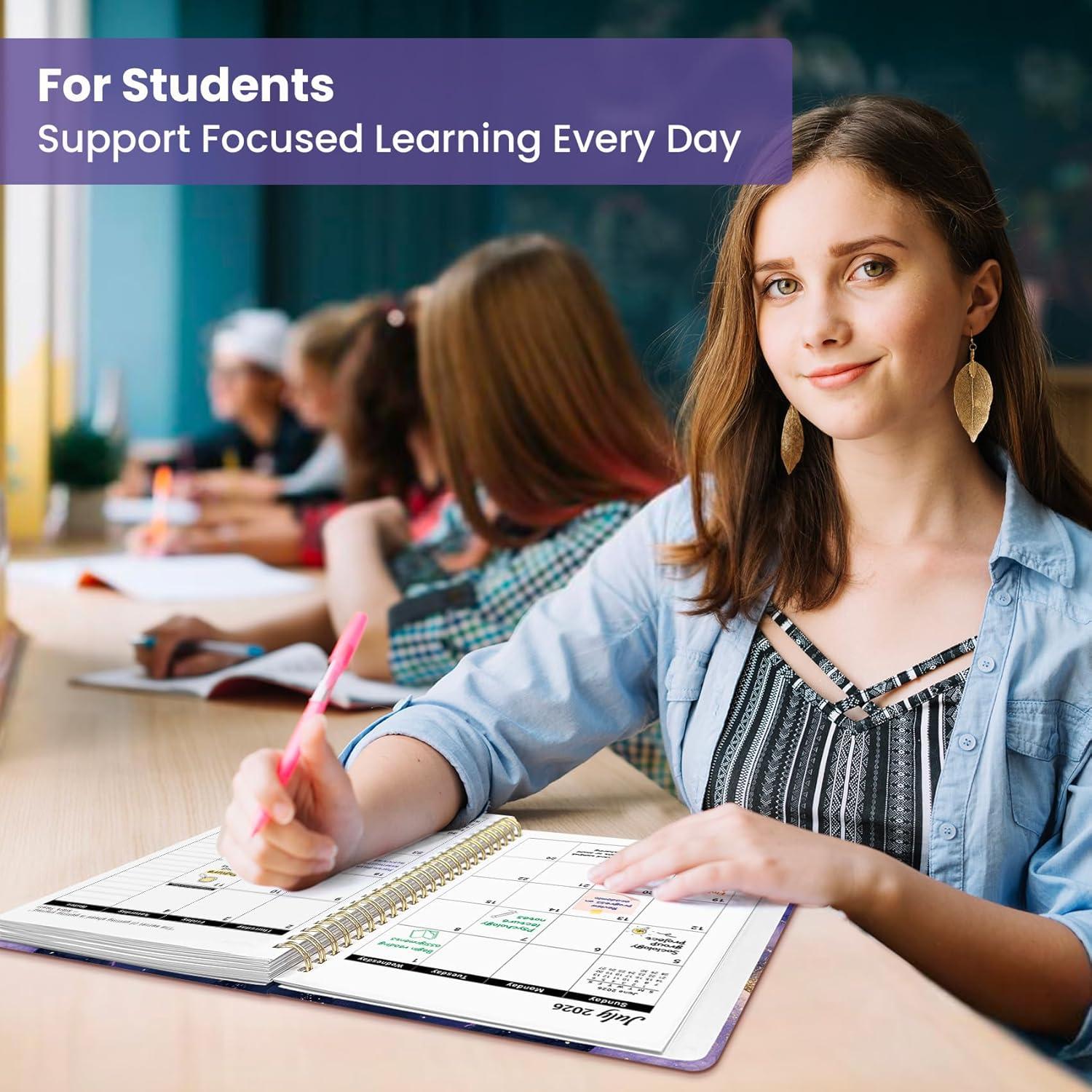 image:imagePlanner 20262027 Academic Year Weekly and Monthly Calender Planner from Jul 2026 Jun 2027 Spiral Bound School Planning Book Perfect for Teacher Student Women amp Men A5 63 x 85 HerbsLCosmic Amethyst