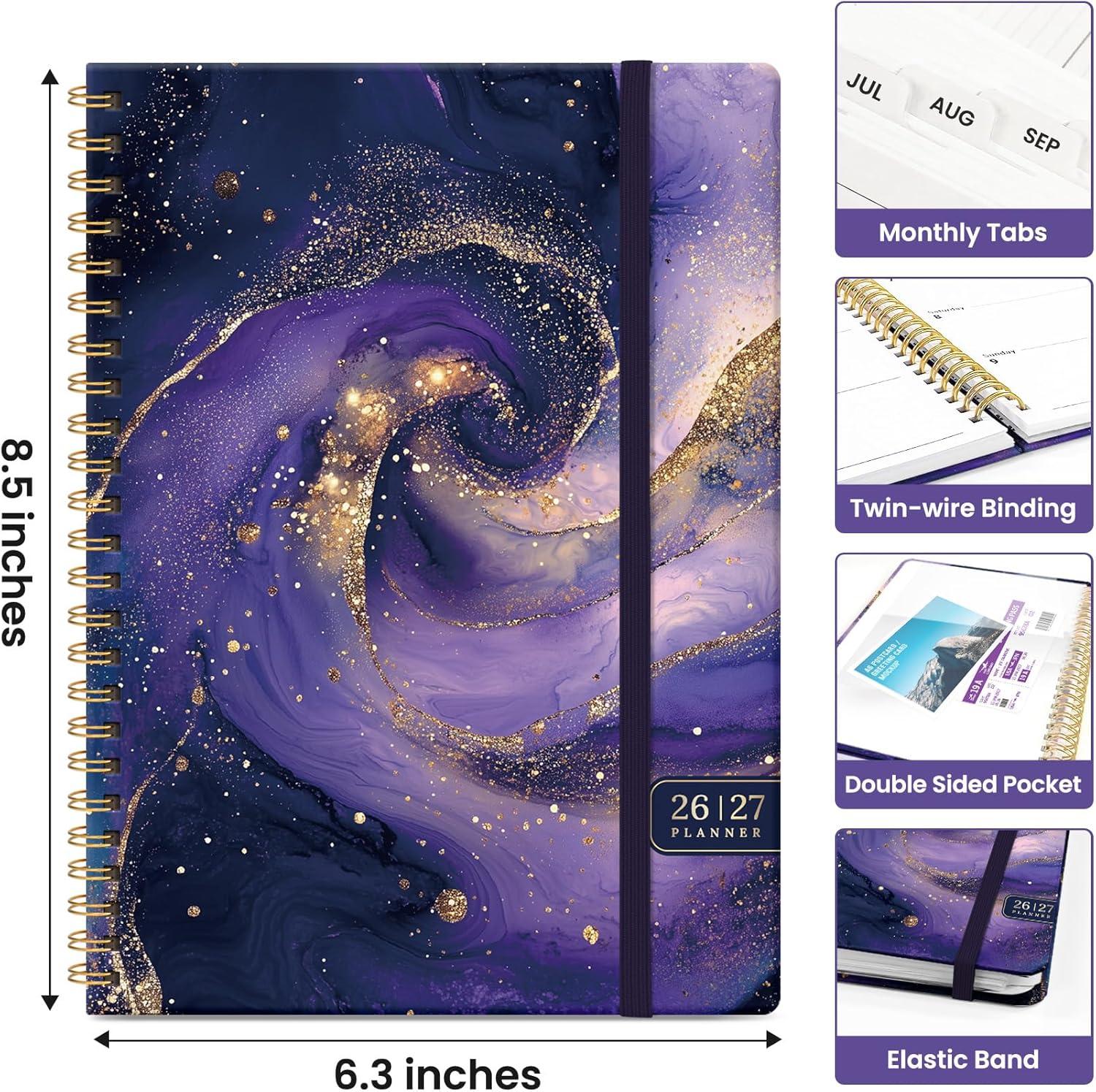 image:imagePlanner 20262027 Academic Year Weekly and Monthly Calender Planner from Jul 2026 Jun 2027 Spiral Bound School Planning Book Perfect for Teacher Student Women amp Men A5 63 x 85 HerbsLCosmic Amethyst