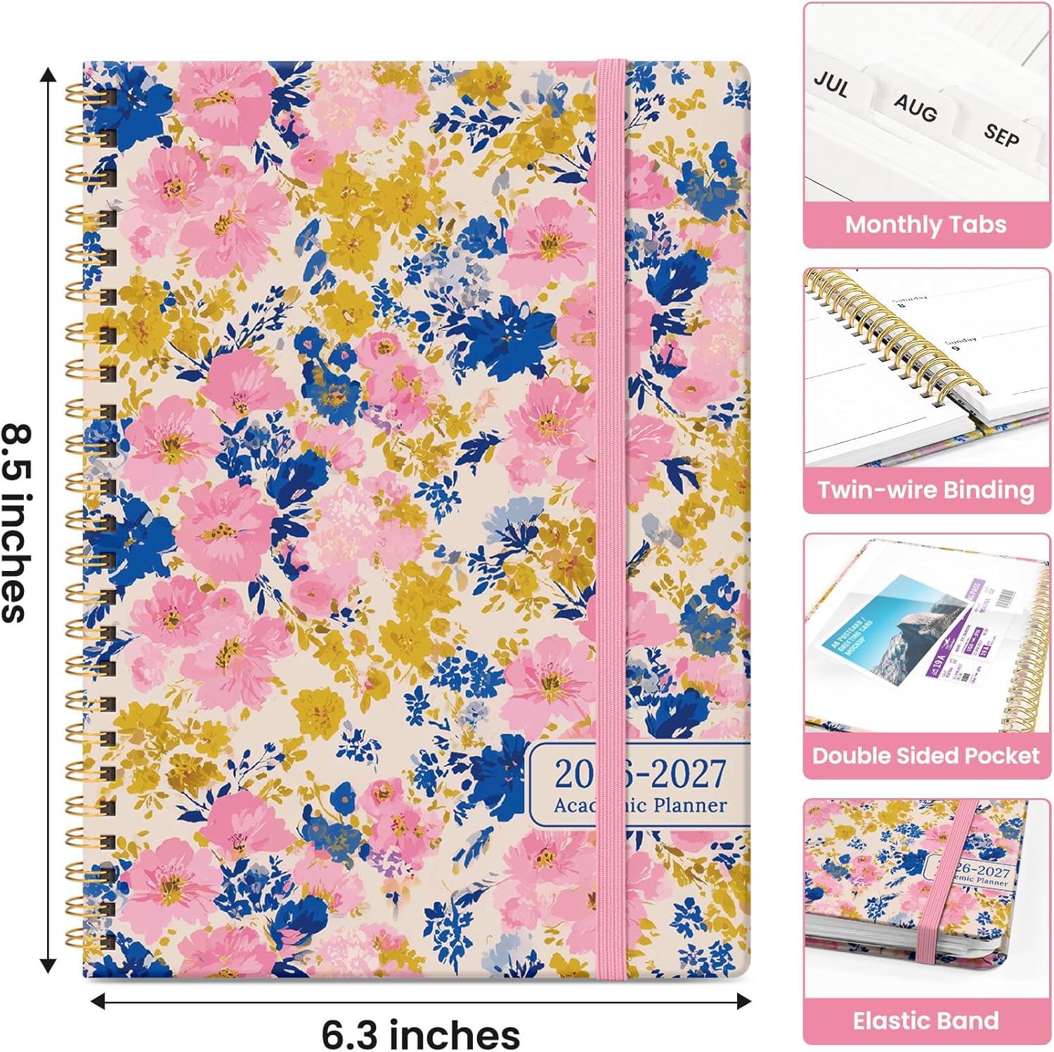 image:imagePlanner 20262027 Academic Year Weekly and Monthly Calender Planner from Jul 2026 Jun 2027 Spiral Bound School Planning Book Perfect for Teacher Student Women amp Men A5 63 x 85 HerbsWPink Garden