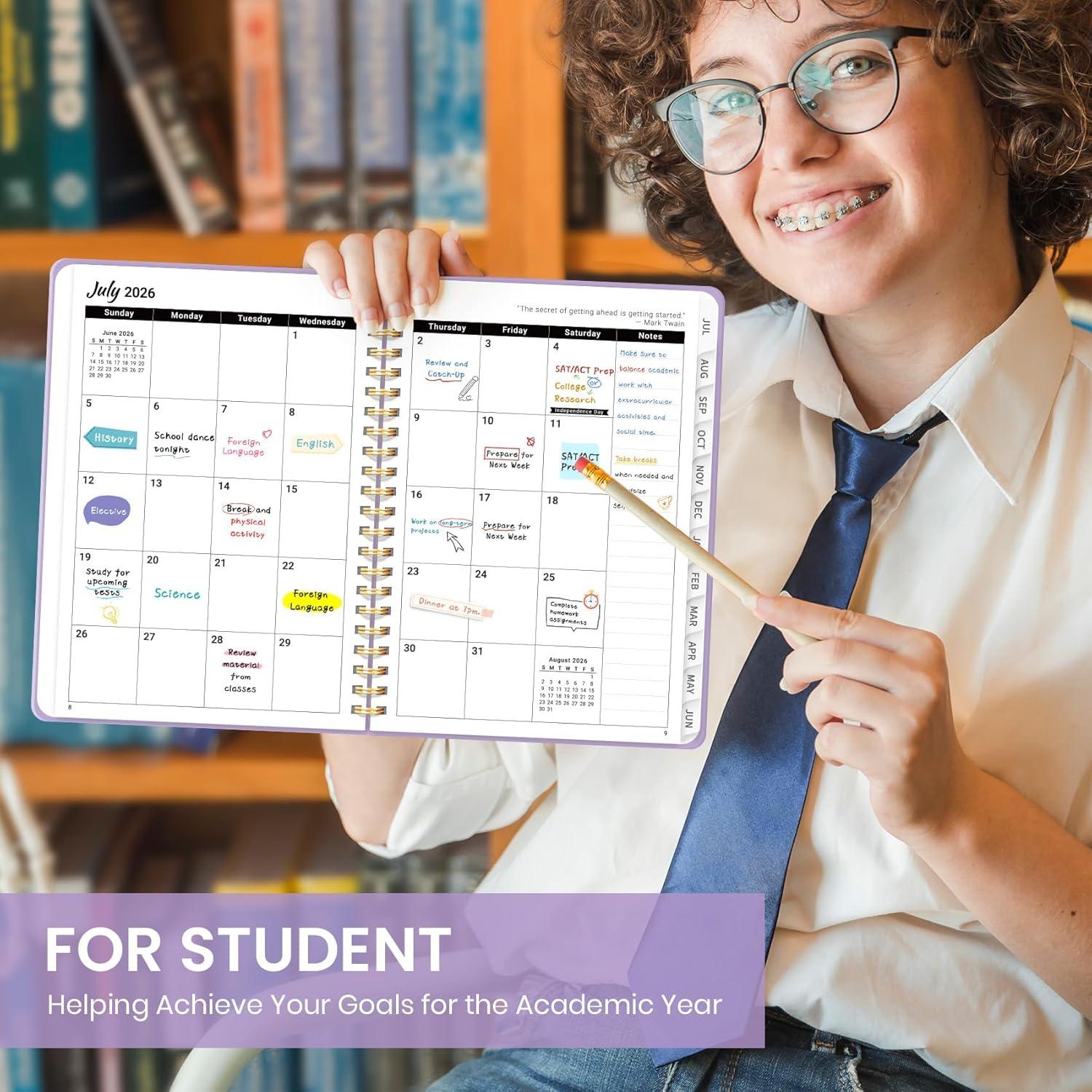 image:imagePlanner 20262027 for Women amp Men Set of 3 Academic Monthly and Weekly Calendar Planner Jul 2026 Jun 2027 A5 63 x 85 Teacher Student Planning Book with Tabs Ideal for Office School Supplies Black Green PurpleJLilac Purple