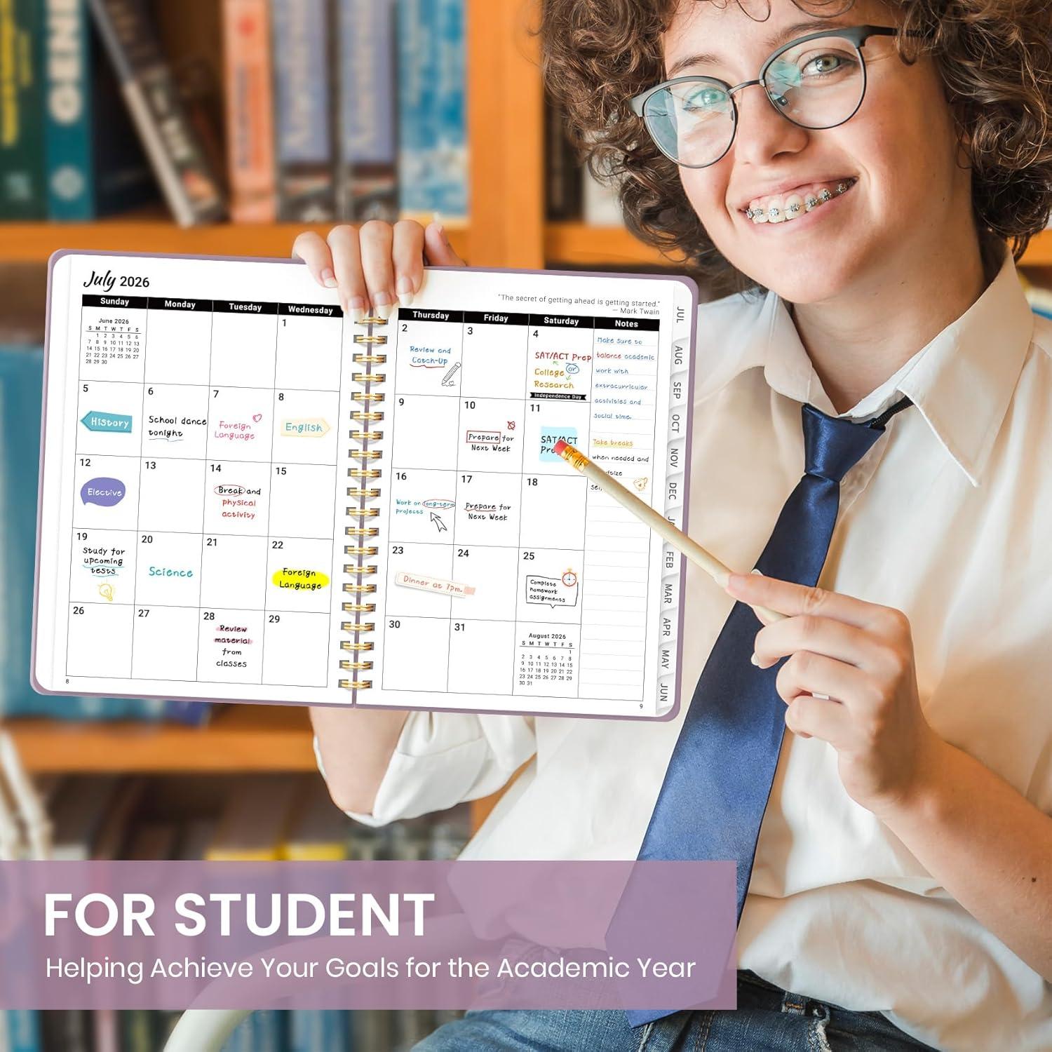 image:imagePlanner 20262027 for Women amp Men Set of 3 Academic Monthly and Weekly Calendar Planner Jul 2026 Jun 2027 A5 63 x 85 Teacher Student Planning Book with Tabs Ideal for Office School Supplies Black Green PurpleDBoho Purple