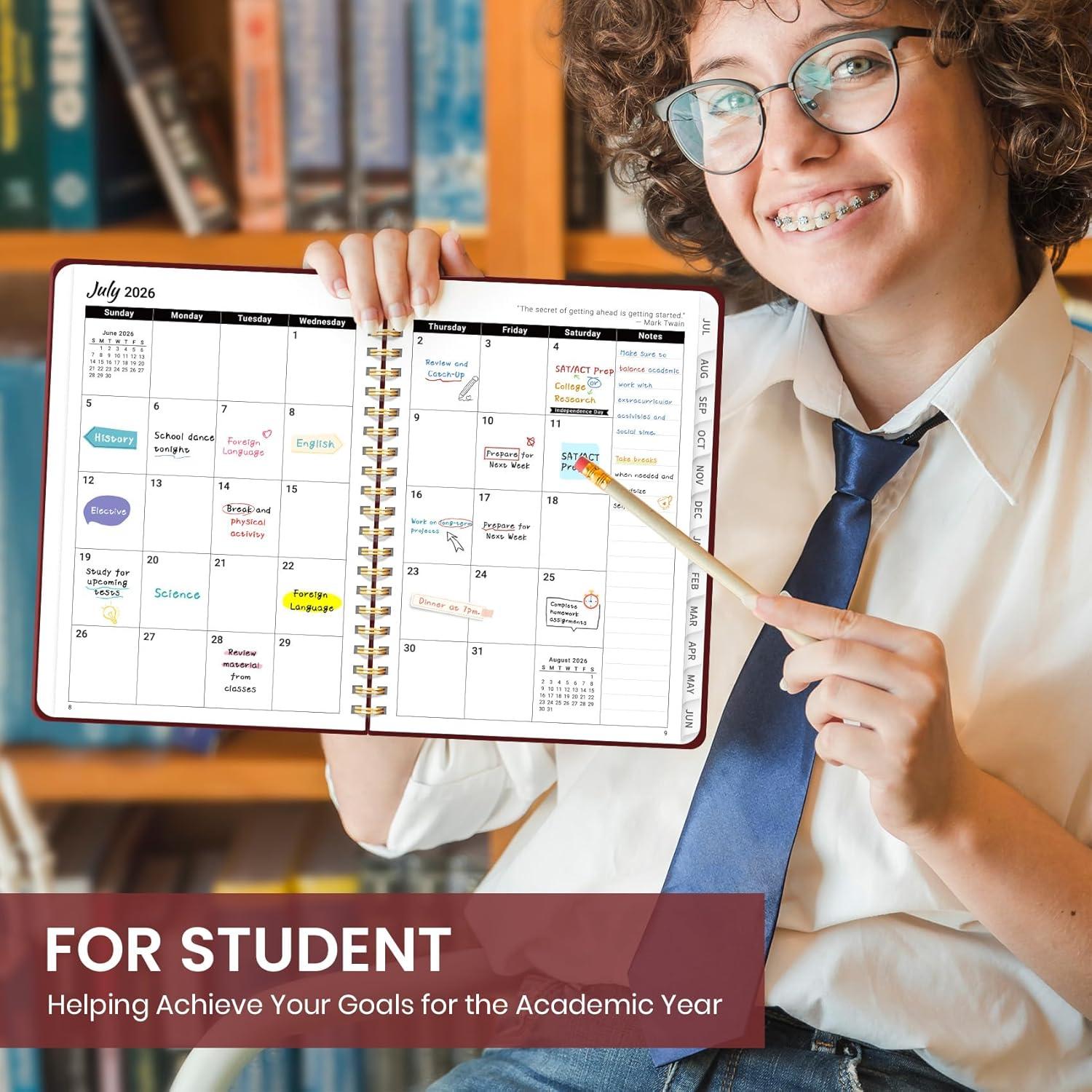 image:imagePlanner 20262027 for Women amp Men Set of 3 Academic Monthly and Weekly Calendar Planner Jul 2026 Jun 2027 A5 63 x 85 Teacher Student Planning Book with Tabs Ideal for Office School Supplies Black Green PurpleIBurgundy