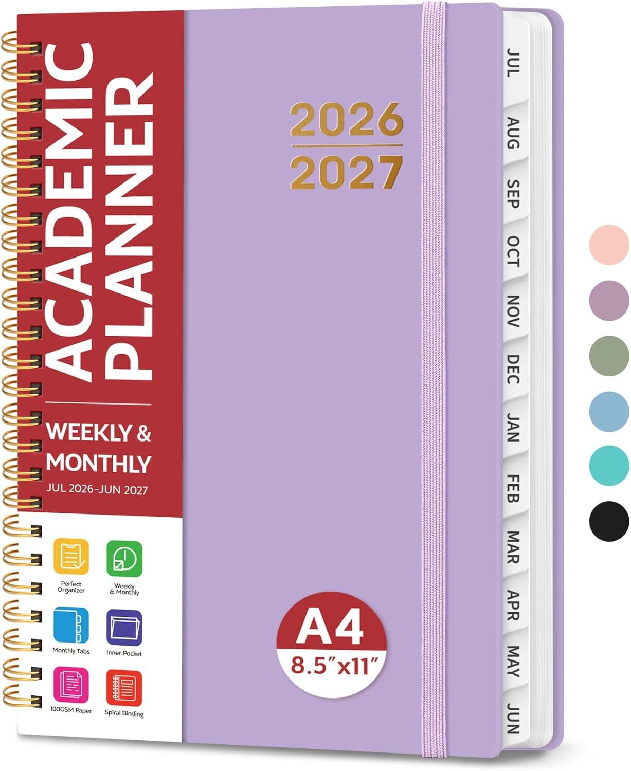 image:imagePlanner 20262027 for Women amp Men Set of 3 Academic Monthly and Weekly Calendar Planner Jul 2026 Jun 2027 A5 63 x 85 Teacher Student Planning Book with Tabs Ideal for Office School Supplies Black Green PurpleJLilac Purple