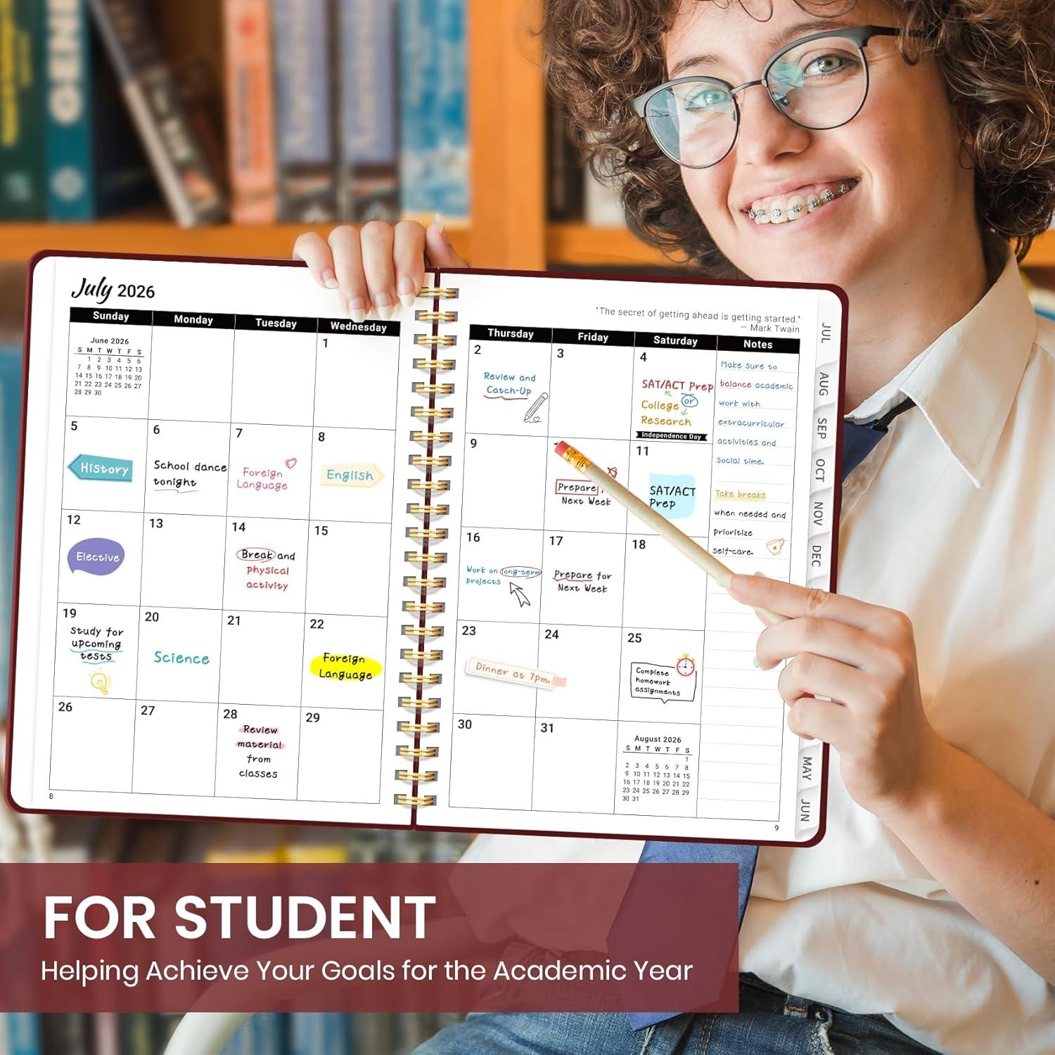 image:imagePlanner 20262027 for Women amp Men Set of 3 Academic Monthly and Weekly Calendar Planner Jul 2026 Jun 2027 A5 63 x 85 Teacher Student Planning Book with Tabs Ideal for Office School Supplies Black Green PurpleIBurgundy