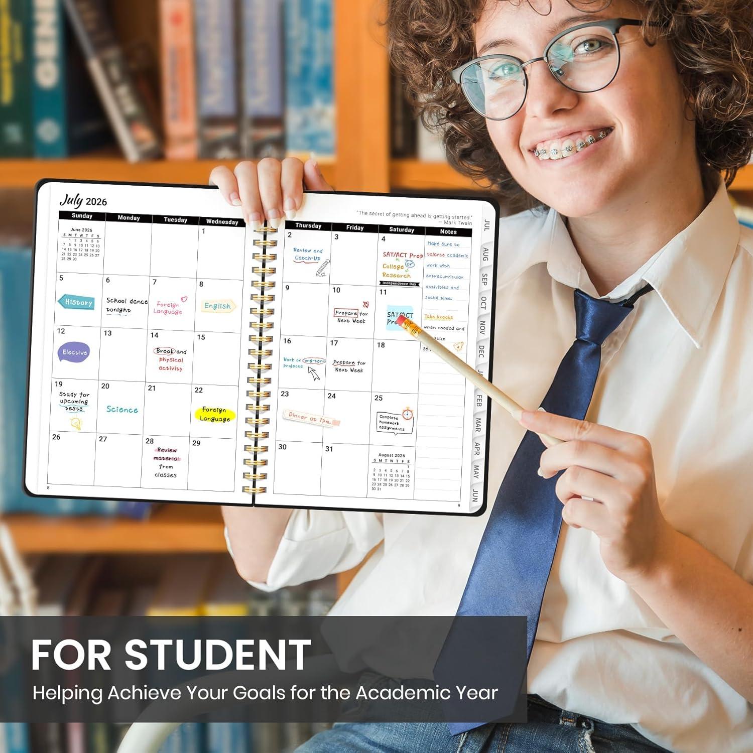 image:imagePlanner 20262027 for Women amp Men Set of 3 Academic Monthly and Weekly Calendar Planner Jul 2026 Jun 2027 A5 63 x 85 Teacher Student Planning Book with Tabs Ideal for Office School Supplies Black Green PurpleCBlack