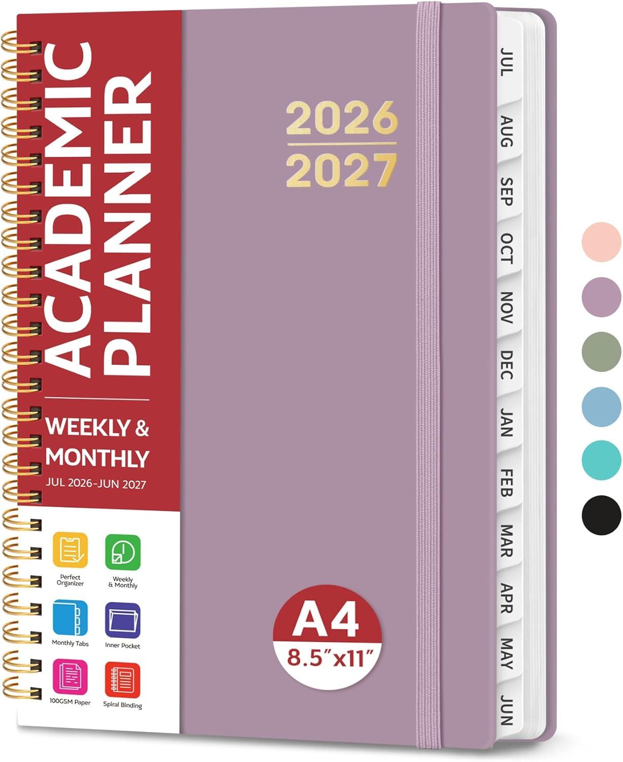 image:imagePlanner 20262027 for Women amp Men Set of 3 Academic Monthly and Weekly Calendar Planner Jul 2026 Jun 2027 A5 63 x 85 Teacher Student Planning Book with Tabs Ideal for Office School Supplies Black Green PurpleDBoho Purple