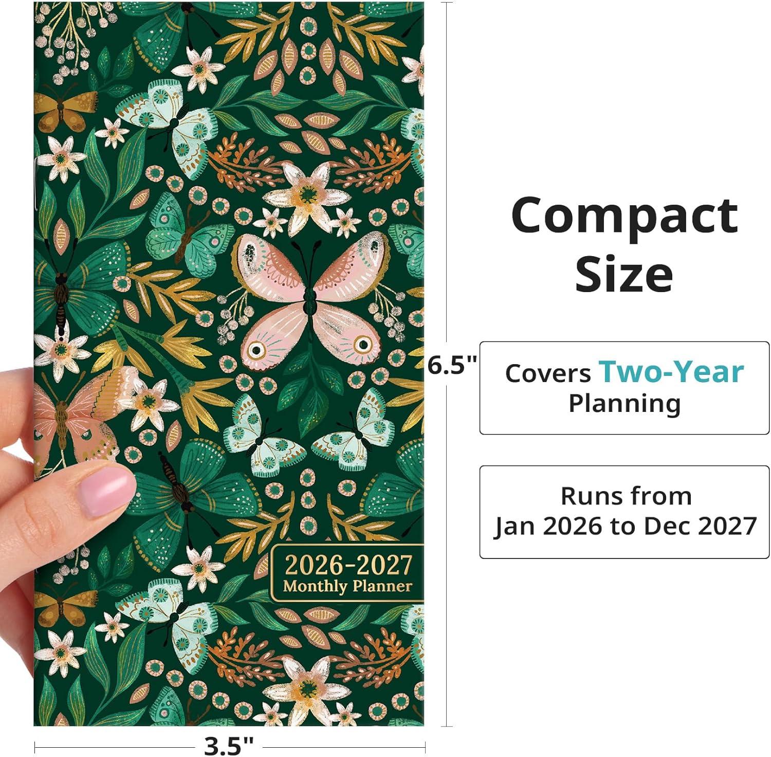 image:imagePocket Calendar 20262027 for Purse Two Year Monthly Planner Pocket Size Jan 2026 to Dec 2027 Monthly Planner Small Size 65 x 35 WildflowersButterfly