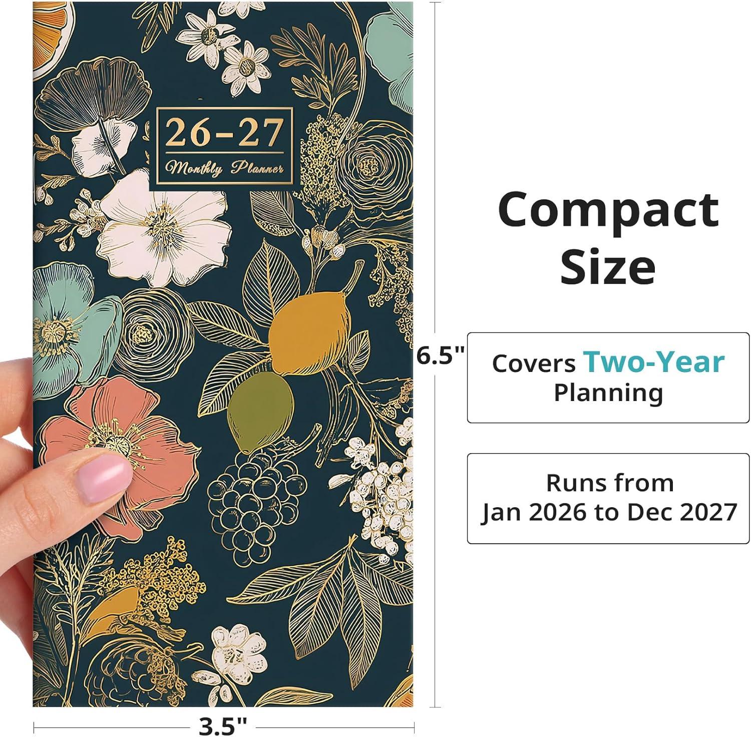 image:imagePocket Calendar 20262027 for Purse Two Year Monthly Planner Pocket Size Jan 2026 to Dec 2027 Monthly Planner Small Size 65 x 35 WildflowersCitrus Bloom