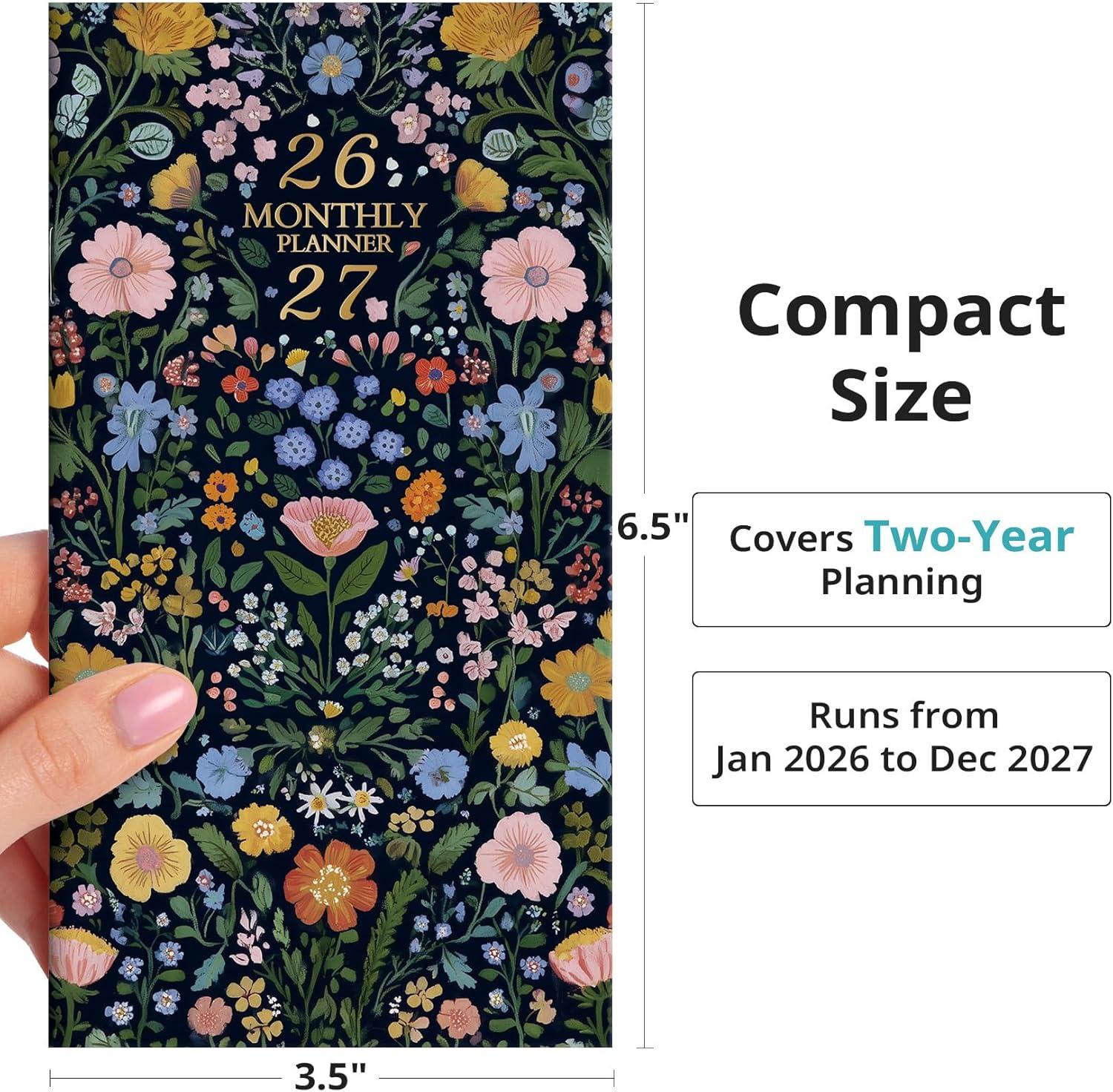 image:imagePocket Calendar 20262027 for Purse Two Year Monthly Planner Pocket Size Jan 2026 to Dec 2027 Monthly Planner Small Size 65 x 35 WildflowersGarden of Whimsy