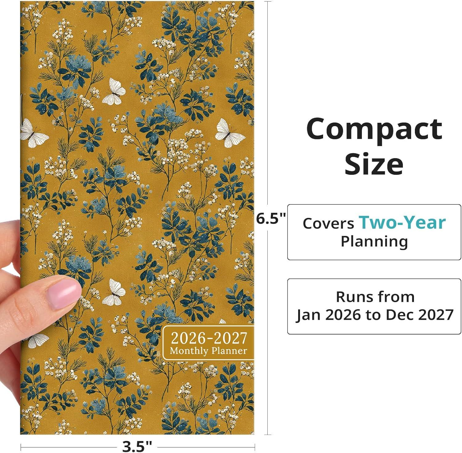 image:imagePocket Calendar 20262027 for Purse Two Year Monthly Planner Pocket Size Jan 2026 to Dec 2027 Monthly Planner Small Size 65 x 35 WildflowersGolden Grove
