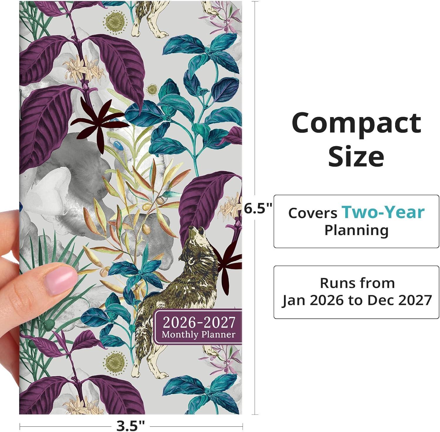 image:imagePocket Calendar 20262027 for Purse Two Year Monthly Planner Pocket Size Jan 2026 to Dec 2027 Monthly Planner Small Size 65 x 35 WildflowersJungle