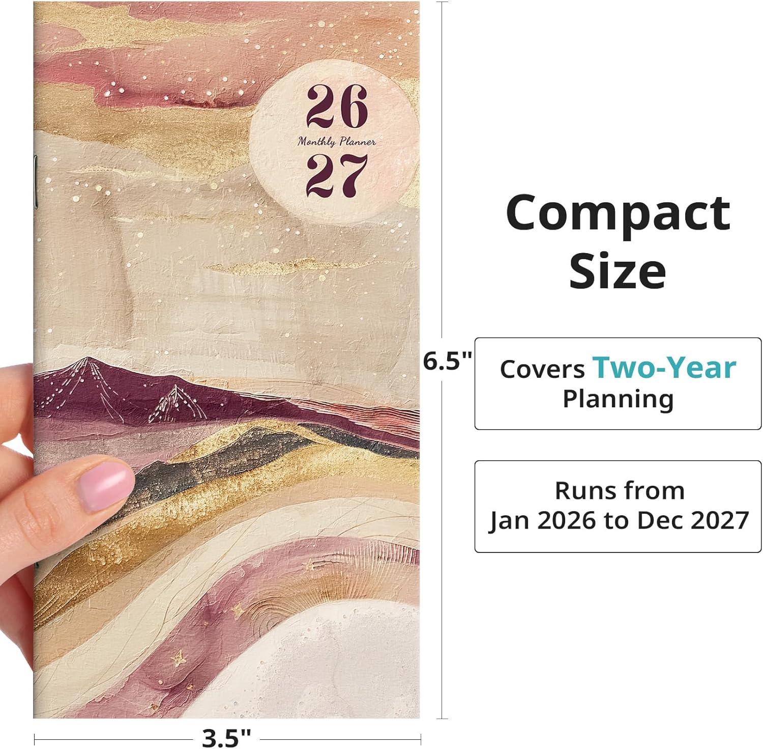 image:imagePocket Calendar 20262027 for Purse Two Year Monthly Planner Pocket Size Jan 2026 to Dec 2027 Monthly Planner Small Size 65 x 35 WildflowersLandscape