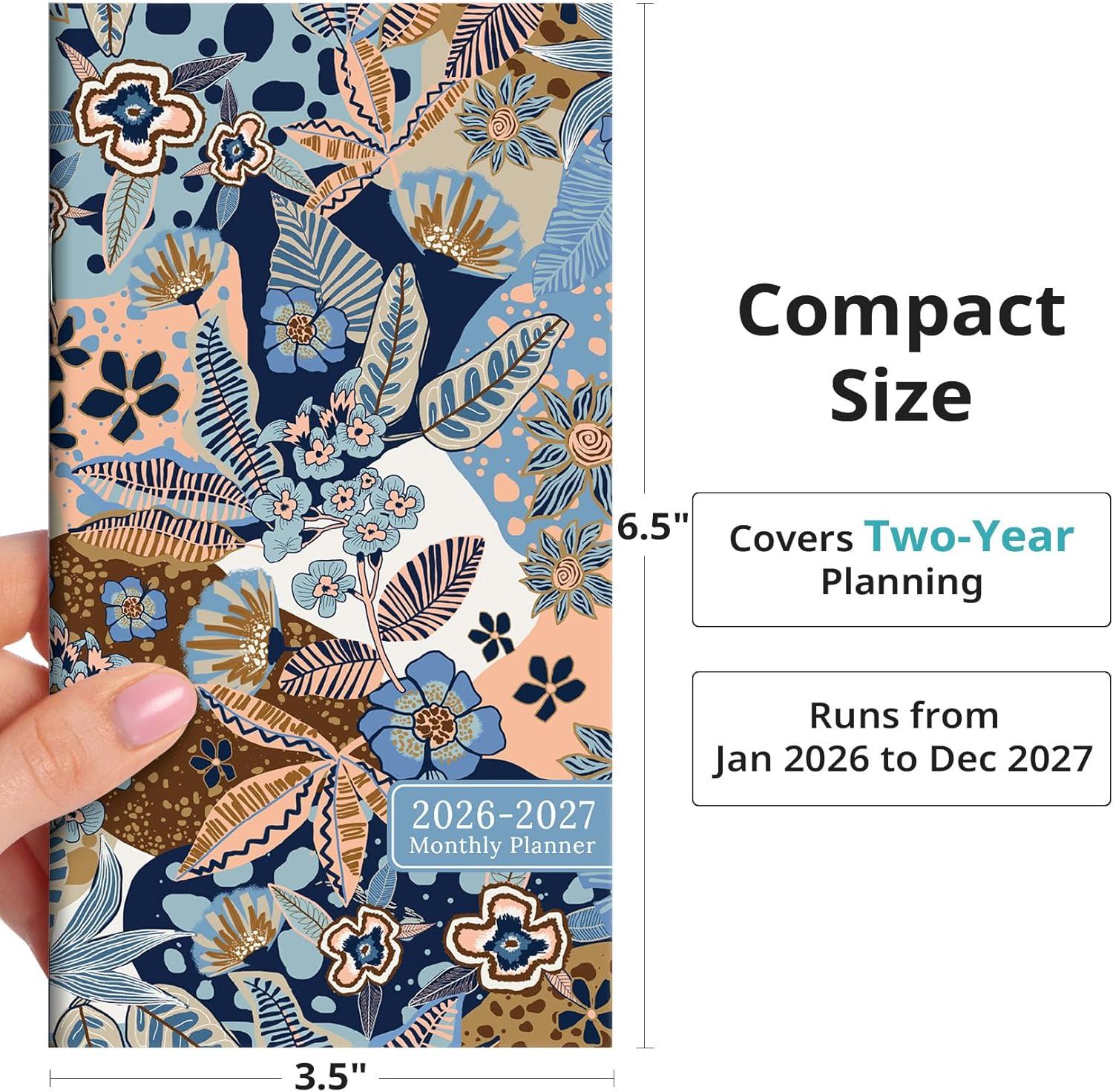 image:imagePocket Calendar 20262027 for Purse Two Year Monthly Planner Pocket Size Jan 2026 to Dec 2027 Monthly Planner Small Size 65 x 35 WildflowersLineage Flora