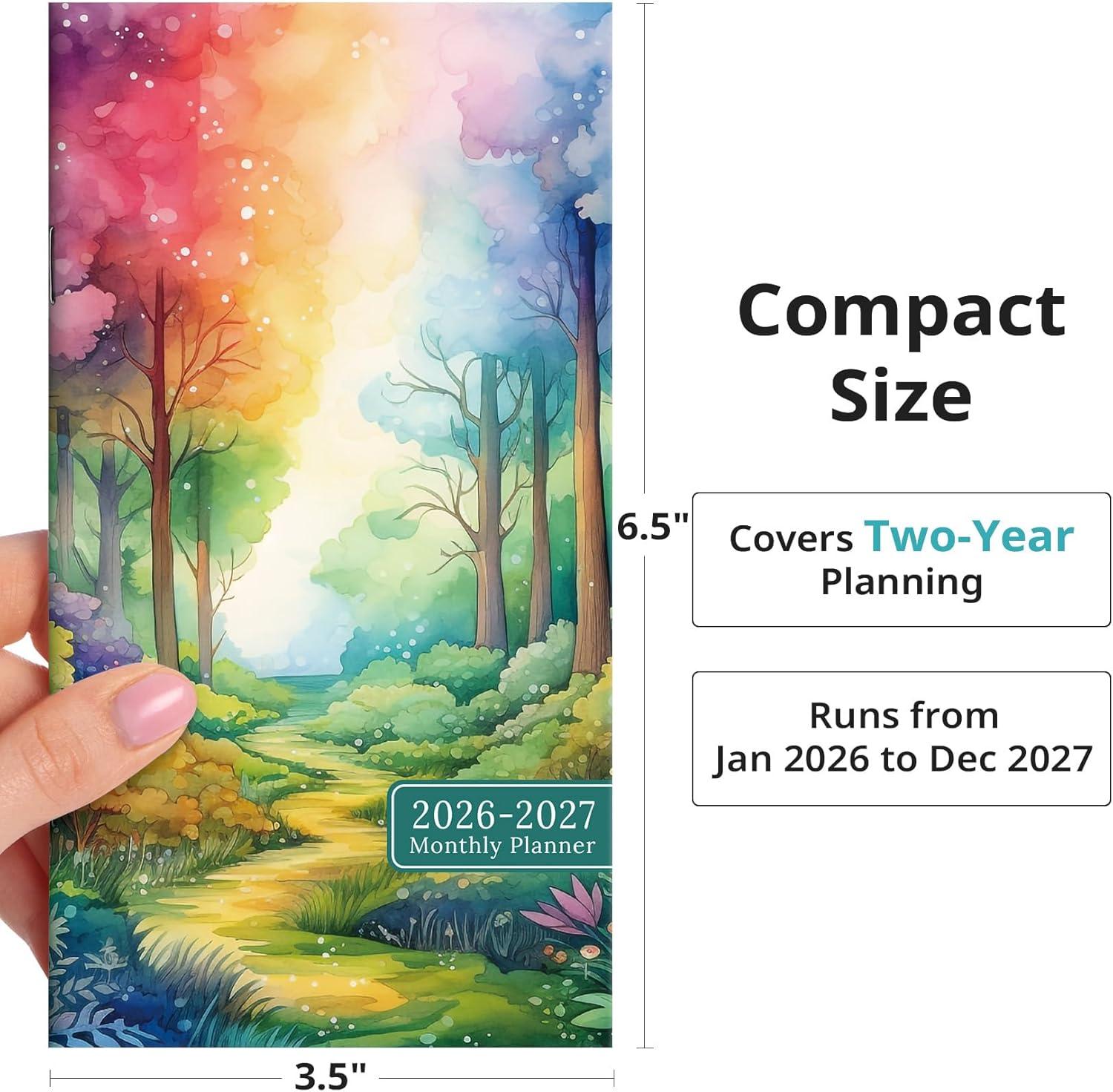 image:imagePocket Calendar 20262027 for Purse Two Year Monthly Planner Pocket Size Jan 2026 to Dec 2027 Monthly Planner Small Size 65 x 35 WildflowersMystic Forest