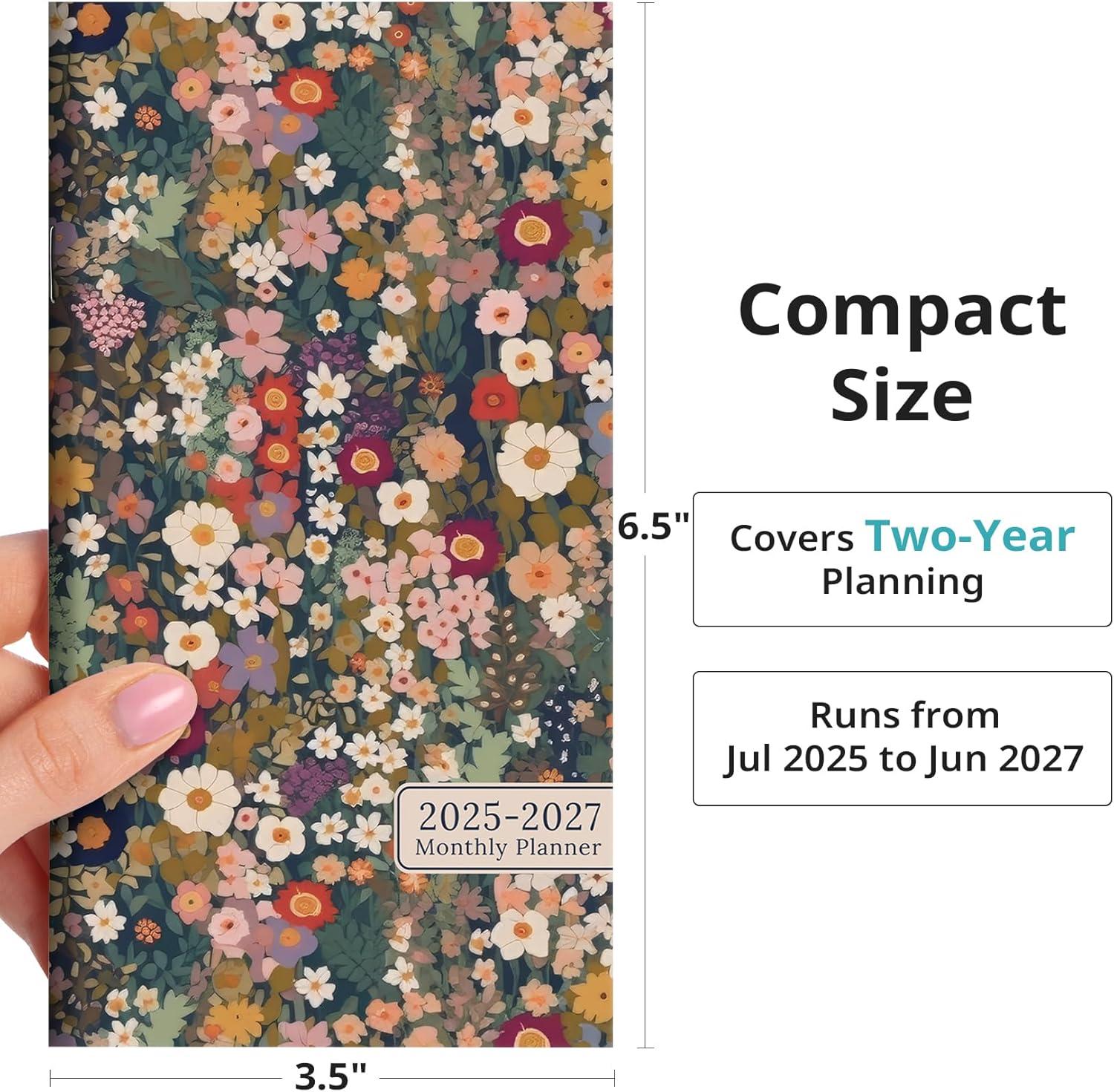 image:imagePocket Calendar 20262027 for Purse Two Year Monthly Planner Pocket Size Jan 2026 to Dec 2027 Monthly Planner Small Size 65 x 35 WildflowersPetals