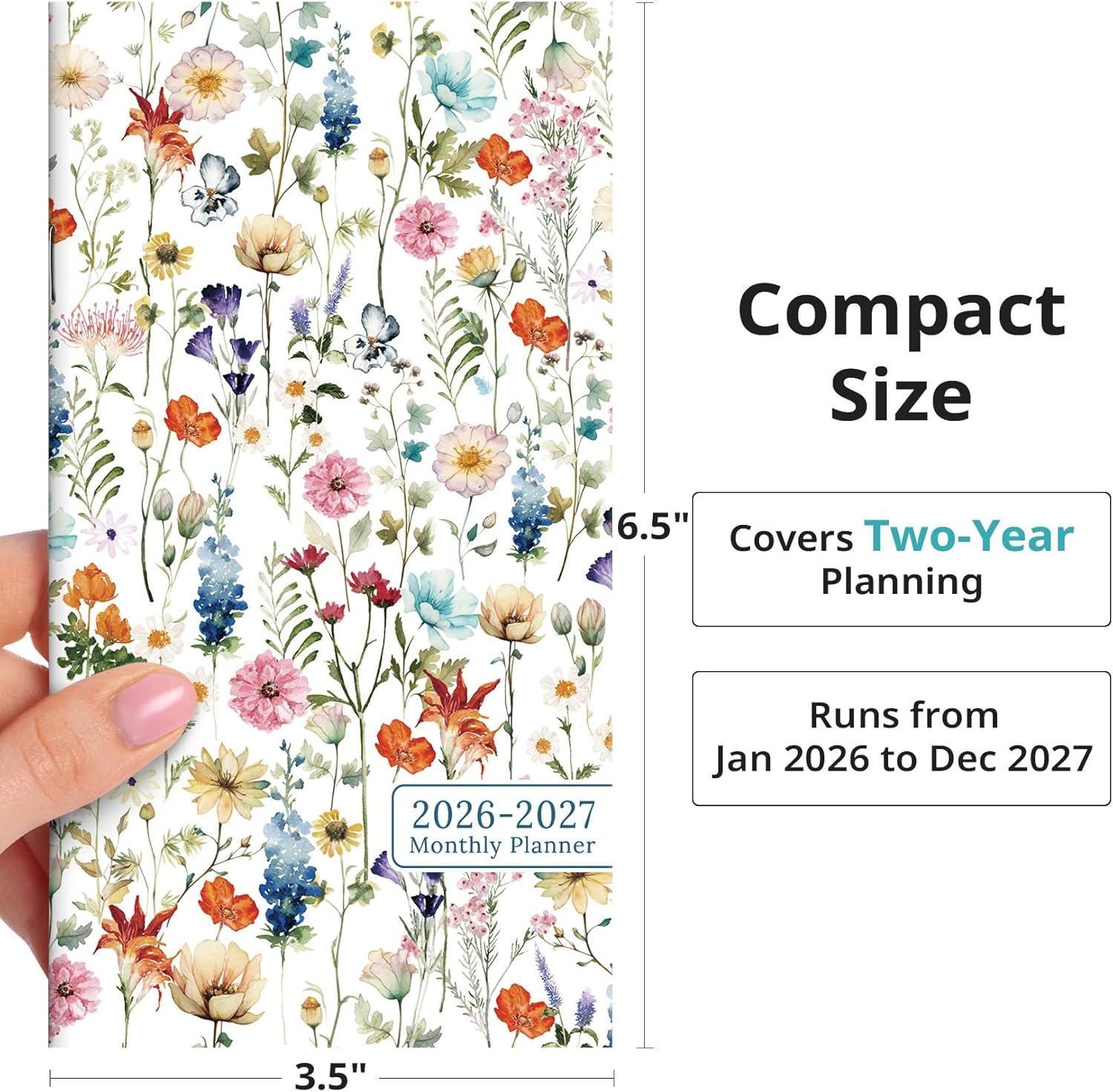 image:imagePocket Calendar 20262027 for Purse Two Year Monthly Planner Pocket Size Jan 2026 to Dec 2027 Monthly Planner Small Size 65 x 35 WildflowersWildflower