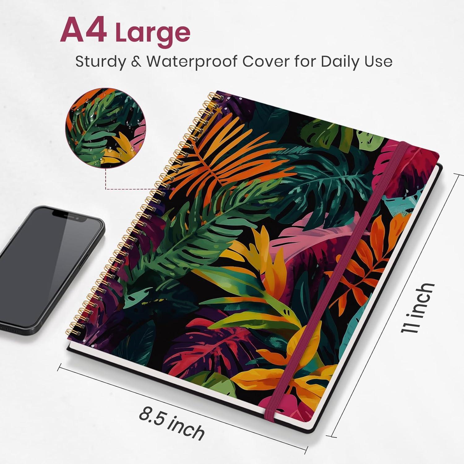 image:imageTaja Large Spiral Lined Journal for Women 85 x 11 Notebooks for Work Collge Ruled A4 Aesthetic Cute Journaling Notebooks for Writing Plastic Cover CelestialLTropical Palms