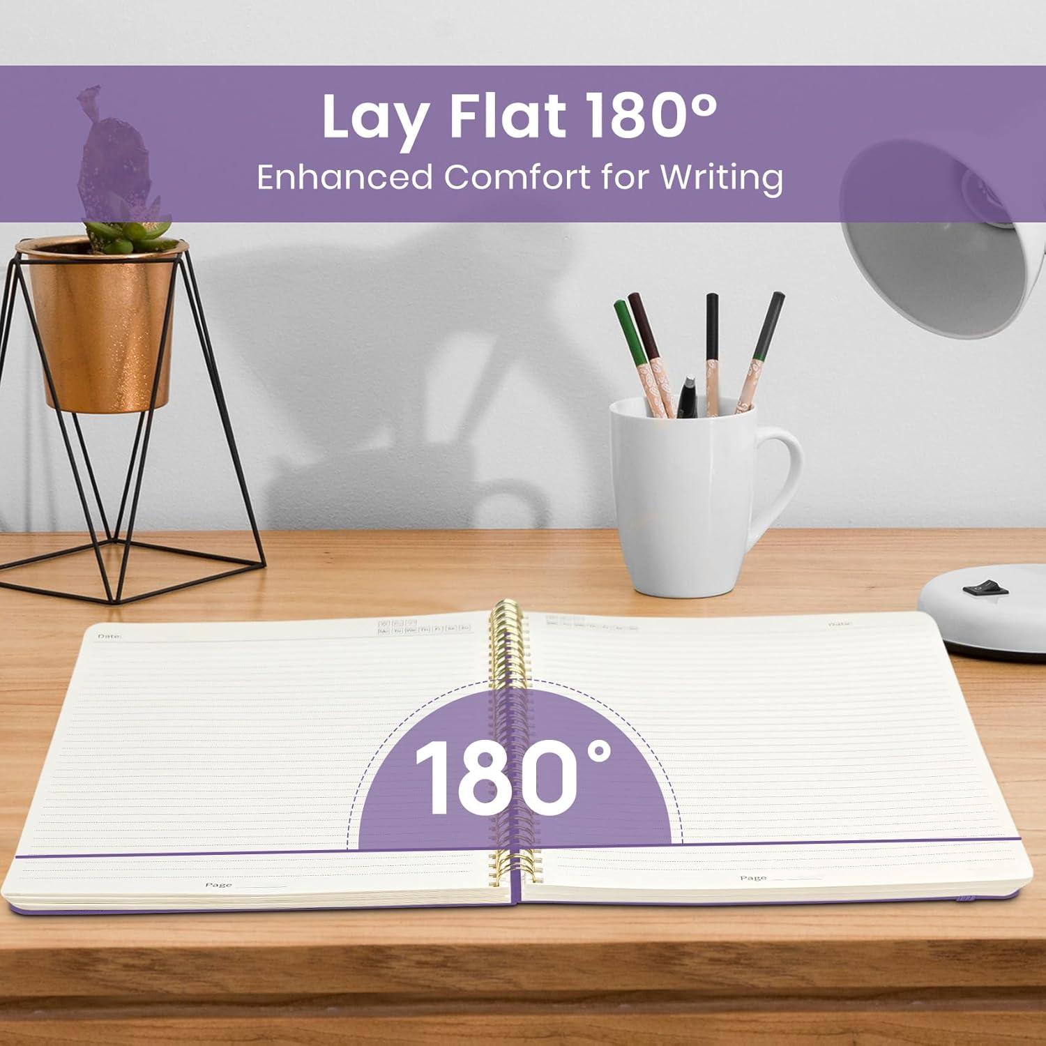 image:imageTaja Large Spiral Lined Journal for Women 85 x 11 Notebooks for Work Collge Ruled A4 Aesthetic Cute Journaling Notebooks for Writing Plastic Cover CelestialGPurple Blocks