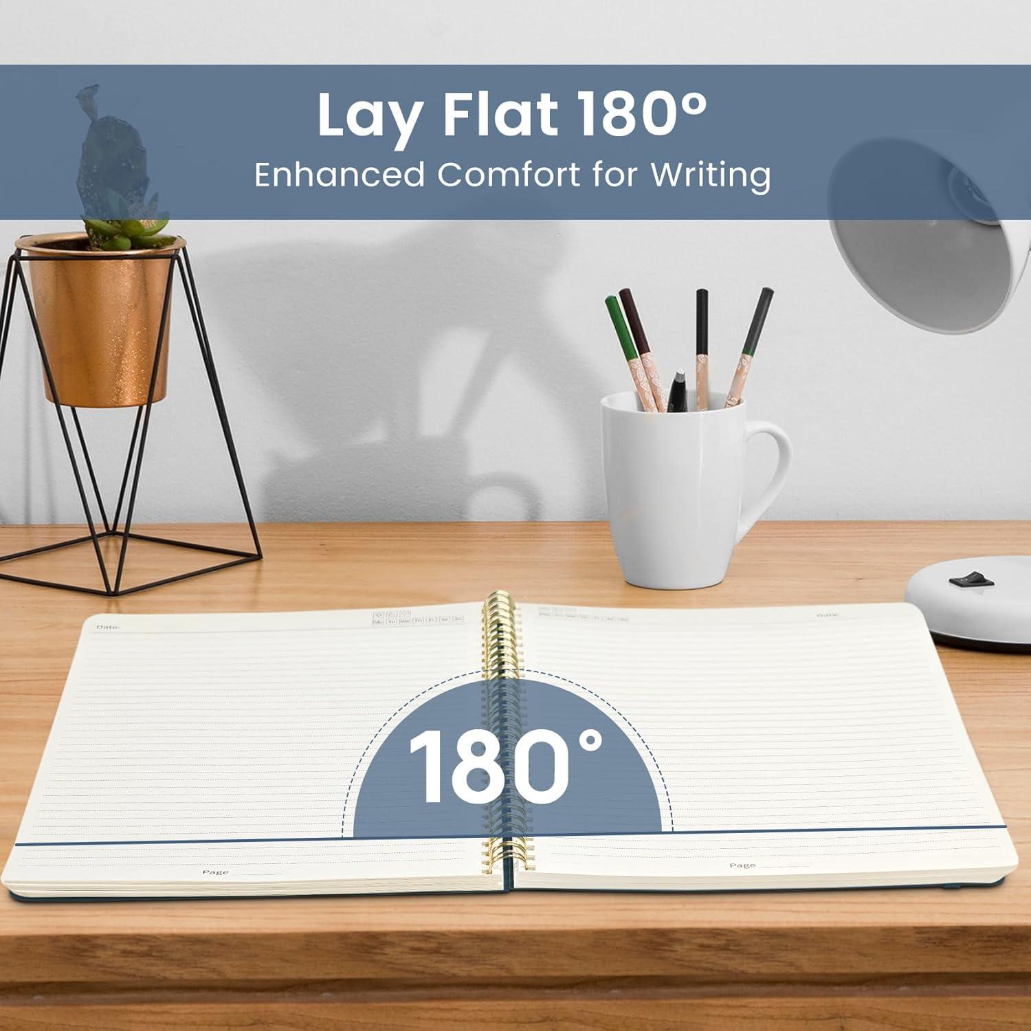 image:imageTaja Large Spiral Lined Journal for Women 85 x 11 Notebooks for Work Collge Ruled A4 Aesthetic Cute Journaling Notebooks for Writing Plastic Cover CelestialVBlue Floral
