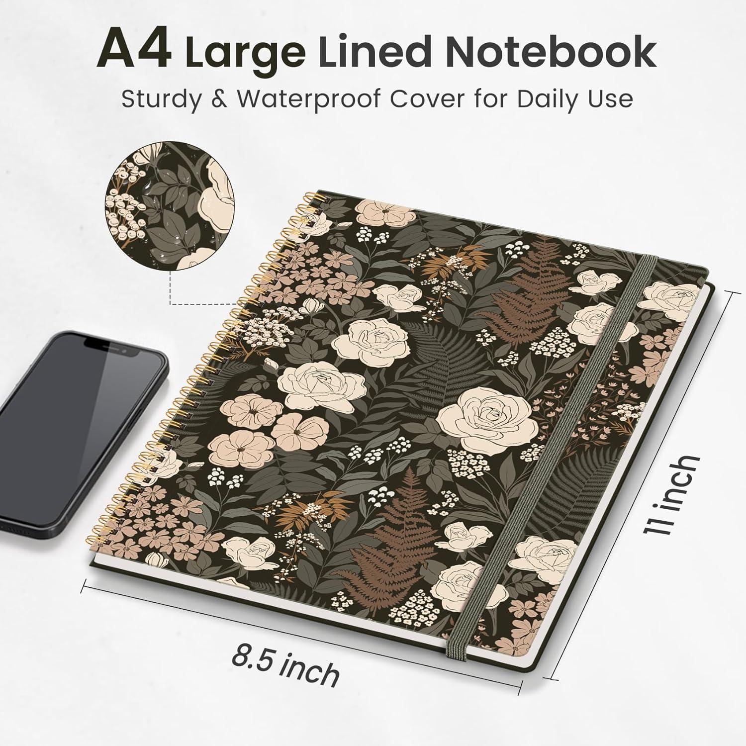 image:imageTaja Large Spiral Lined Journal for Women 85 x 11 Notebooks for Work Collge Ruled A4 Aesthetic Cute Journaling Notebooks for Writing Plastic Cover CelestialUWild Rose