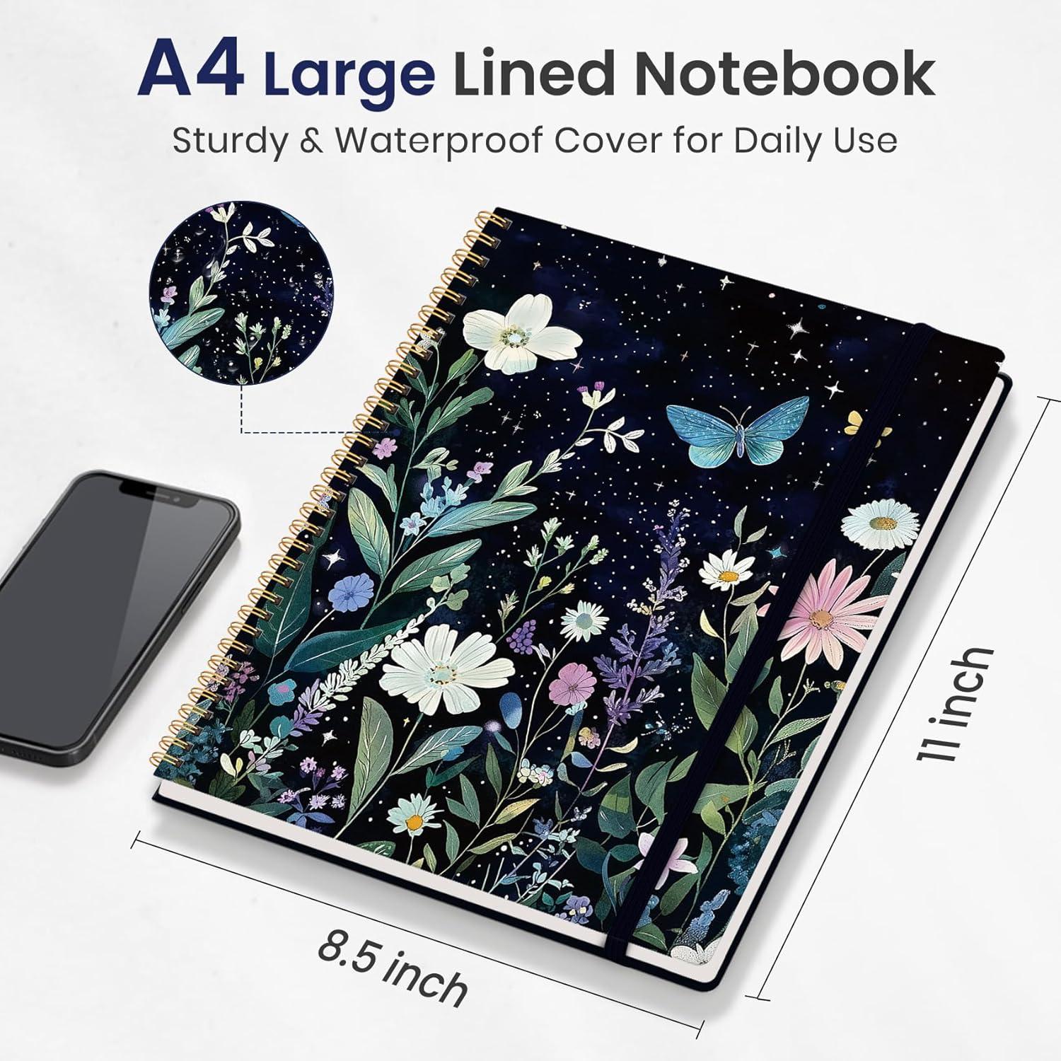image:imageTaja Large Spiral Lined Journal for Women 85 x 11 Notebooks for Work Collge Ruled A4 Aesthetic Cute Journaling Notebooks for Writing Plastic Cover CelestialACelestial