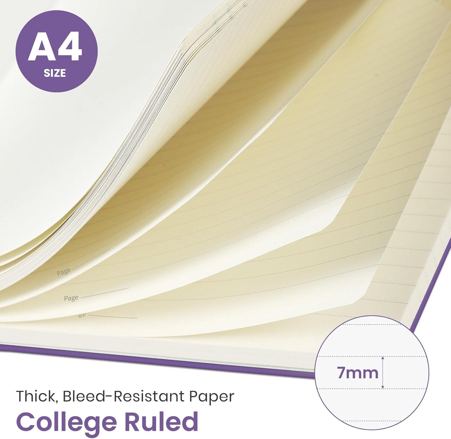 image:imageTaja Large Spiral Lined Journal for Women 85 x 11 Notebooks for Work Collge Ruled A4 Aesthetic Cute Journaling Notebooks for Writing Plastic Cover CelestialGPurple Blocks