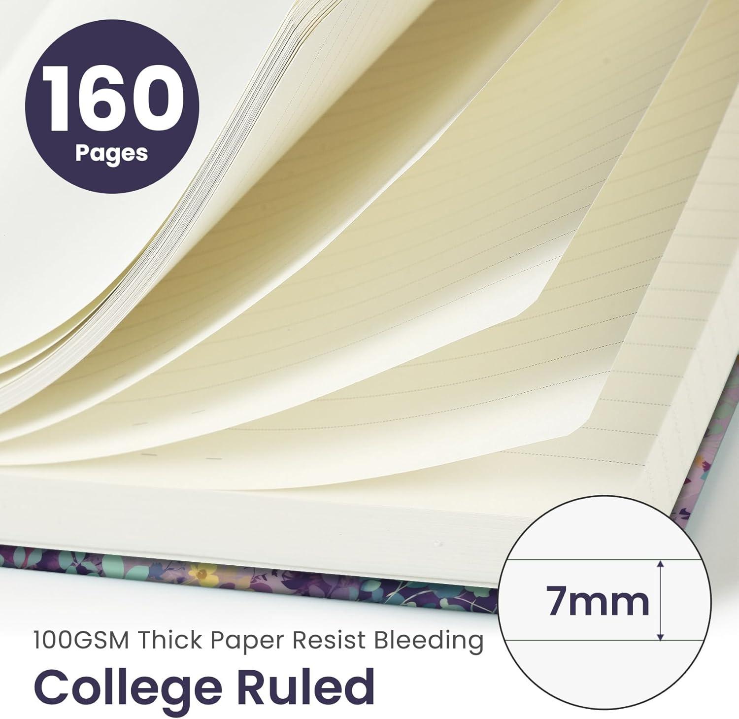 image:imageTaja Lined Journal Notebook for Women amp Men Hardcover Leather Journal for writing A5 College Ruled Notebook for Work amp Note Taking Perfect for Office School Home Supplies 160 Pages GardenPLavendar Floral