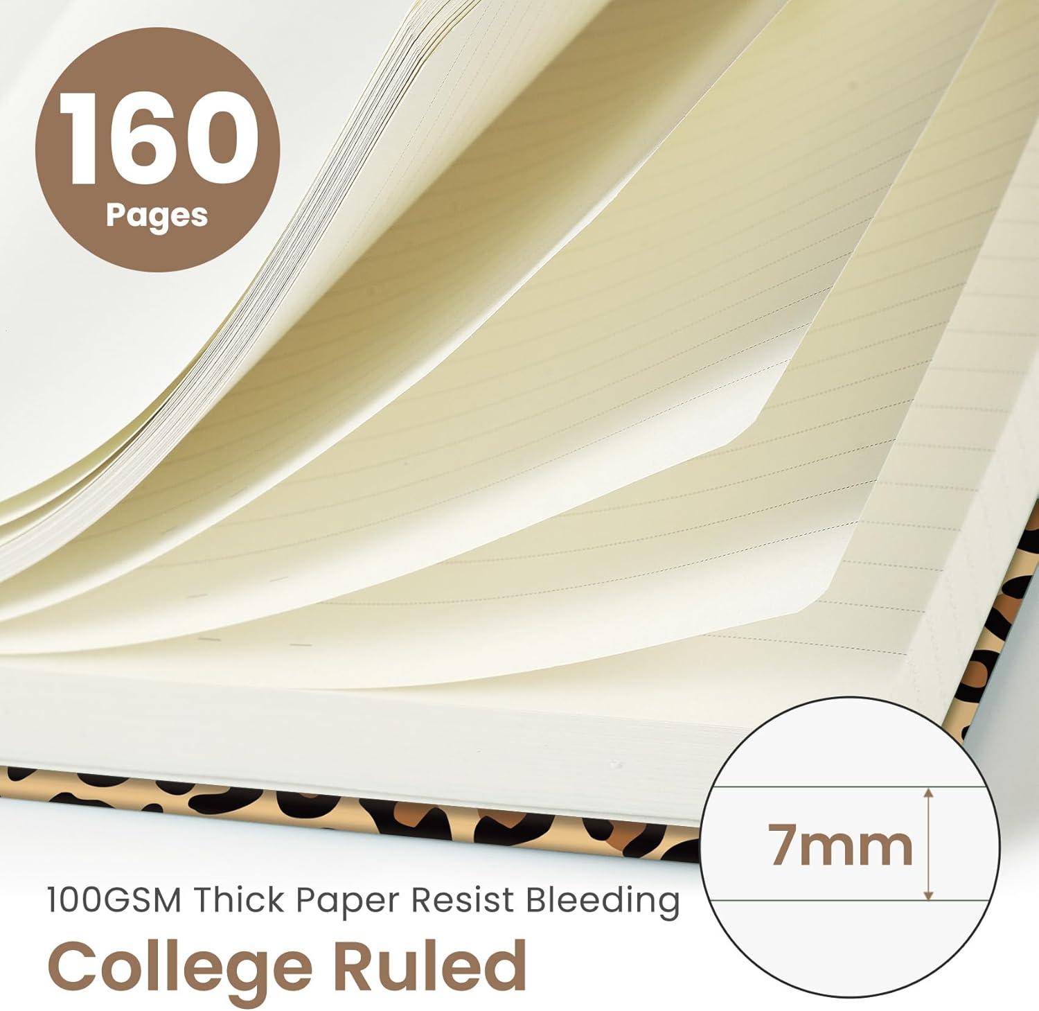 image:imageTaja Lined Journal Notebook for Women amp Men Hardcover Leather Journal for writing A5 College Ruled Notebook for Work amp Note Taking Perfect for Office School Home Supplies 160 Pages GardenRLeopard