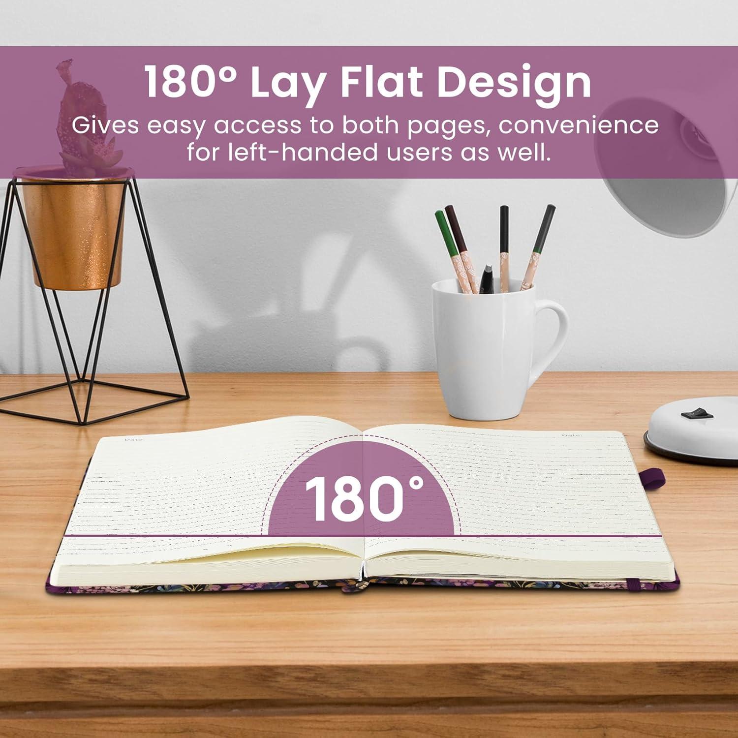 image:imageTaja Lined Journal Notebook for Women amp Men Hardcover Leather Journal for writing A5 College Ruled Notebook for Work amp Note Taking Perfect for Office School Home Supplies 160 Pages GardenQMidnight Bloom