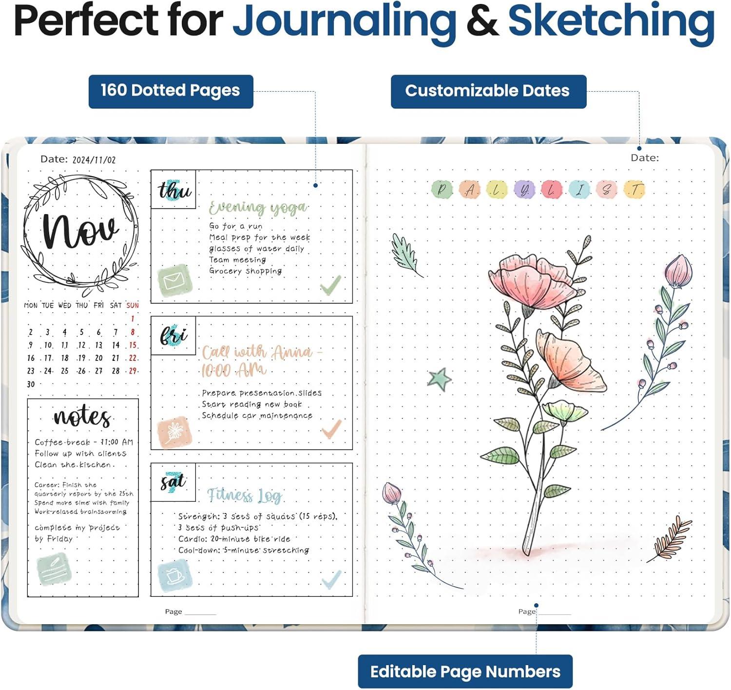 image:imageTaja Lined Journal Notebook for Women amp Men Hardcover Leather Journal for writing A5 College Ruled Notebook for Work amp Note Taking Perfect for Office School Home Supplies 160 Pages GardenJWatercolor Petal