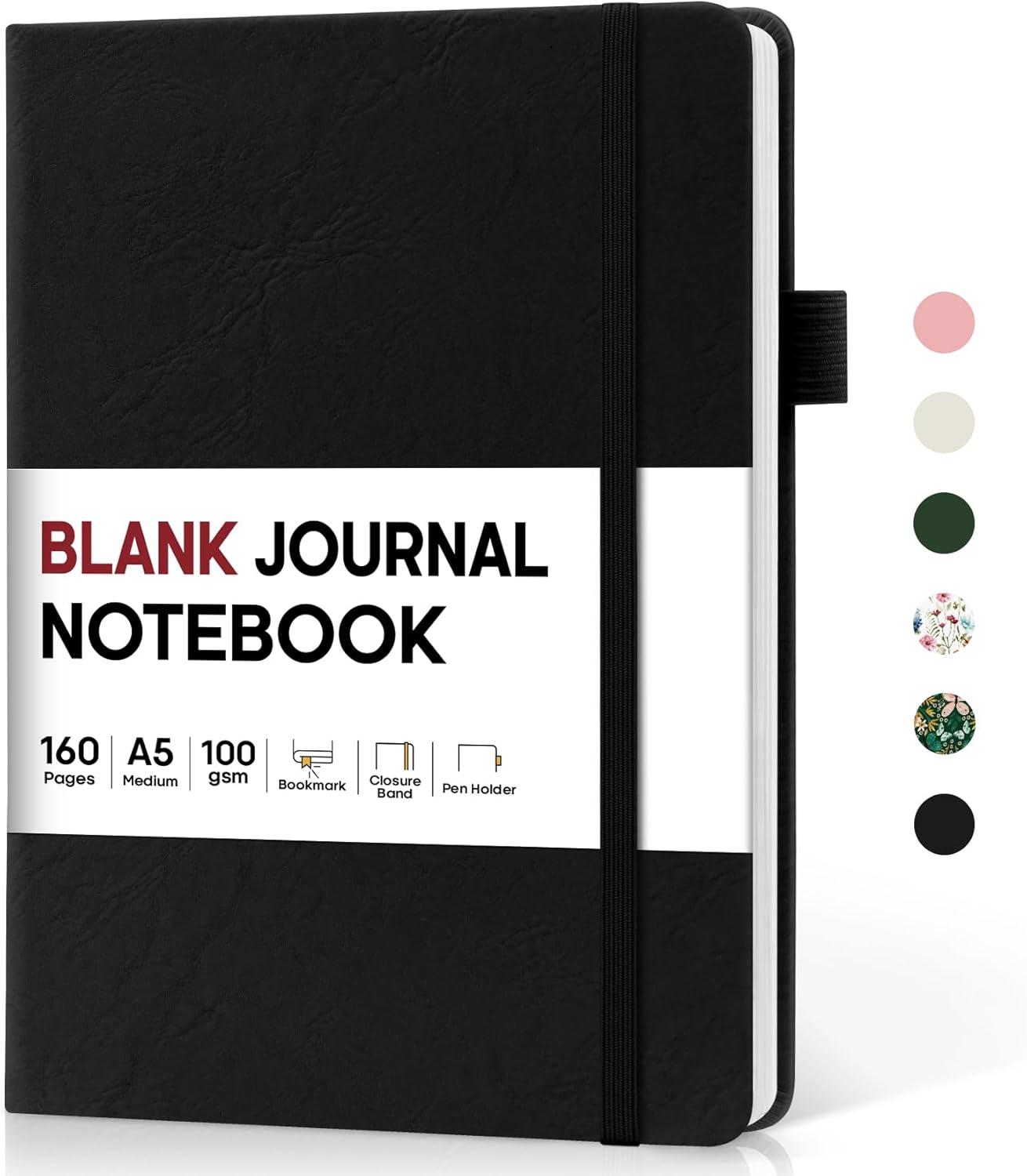 image:imageTaja Lined Journal Notebook for Women amp Men Hardcover Leather Journal for writing A5 College Ruled Notebook for Work amp Note Taking Perfect for Office School Home Supplies 160 Pages GardenXBlack