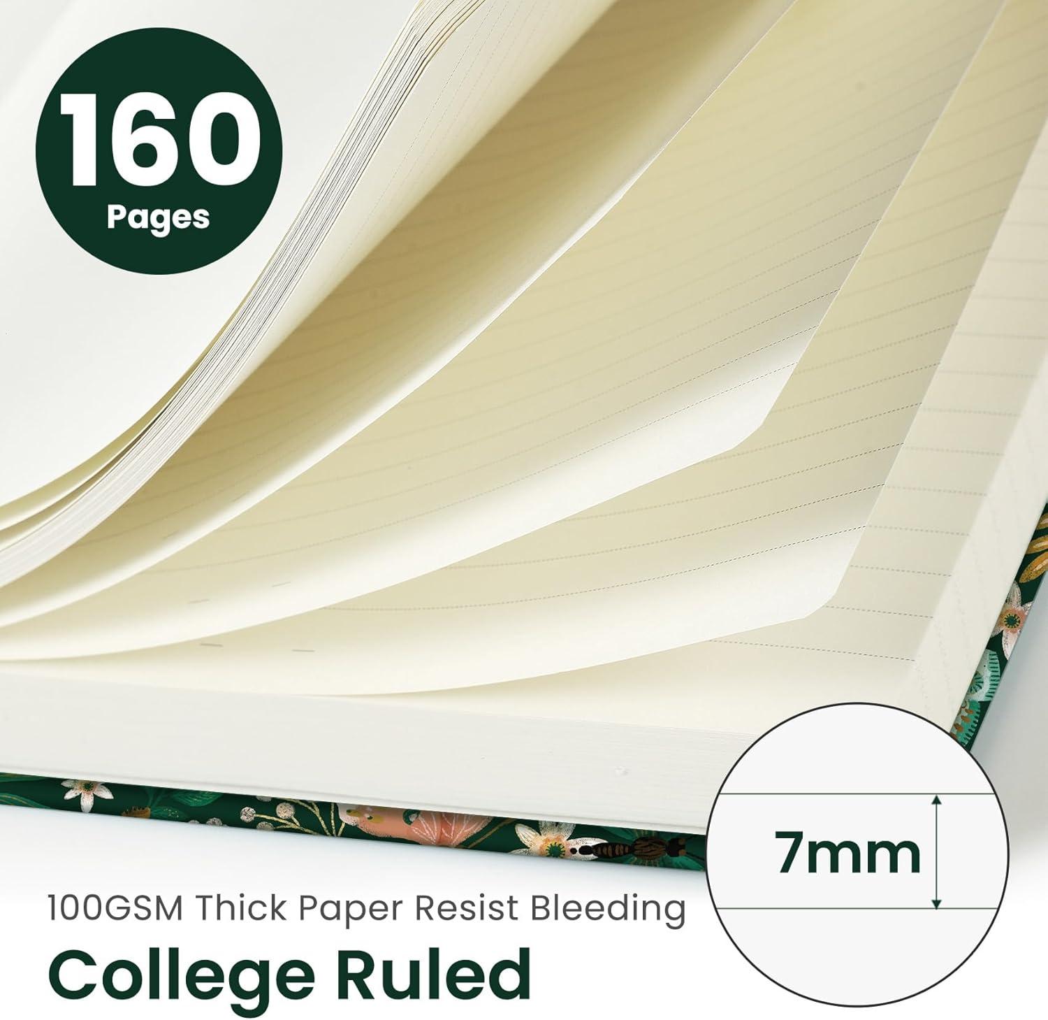image:imageTaja Lined Journal Notebook for Women amp Men Hardcover Leather Journal for writing A5 College Ruled Notebook for Work amp Note Taking Perfect for Office School Home Supplies 160 Pages GardenCButterfly