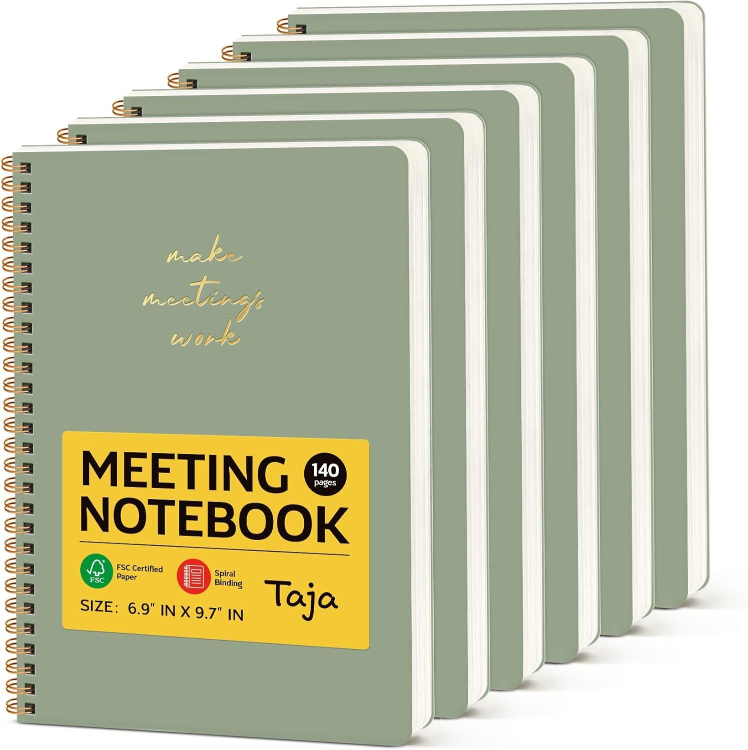 image:imageTaja Meeting Notebook for Work Organization Work notebook with action items Meeting Minutes Planner Notebook Perfect Office Supplies for Men amp Women Green6 Pack