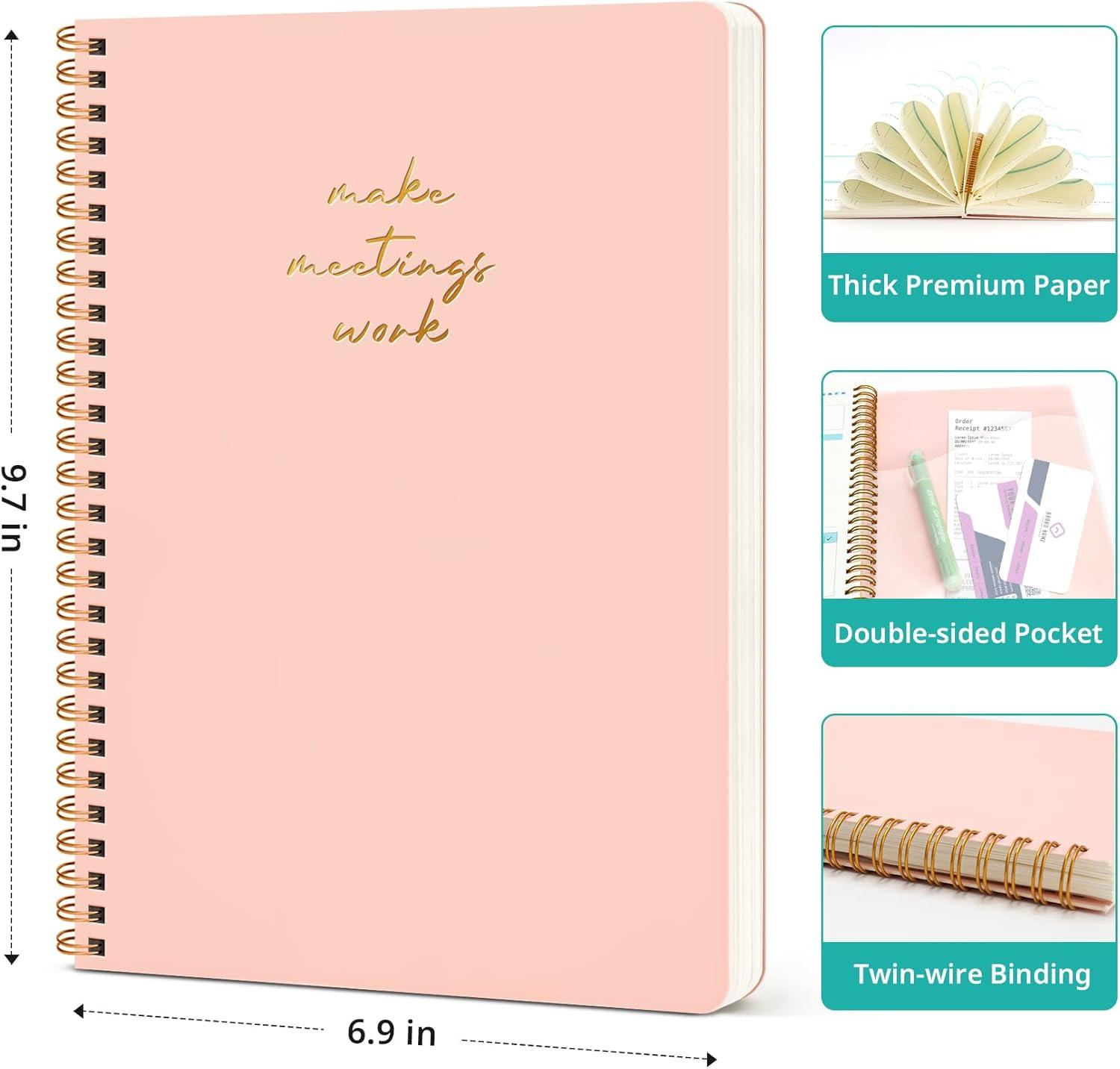 image:imageTaja Meeting Notebook for Work Organization Work notebook with action items Meeting Minutes Planner Notebook Perfect Office Supplies for Men amp Women Green6 Pack